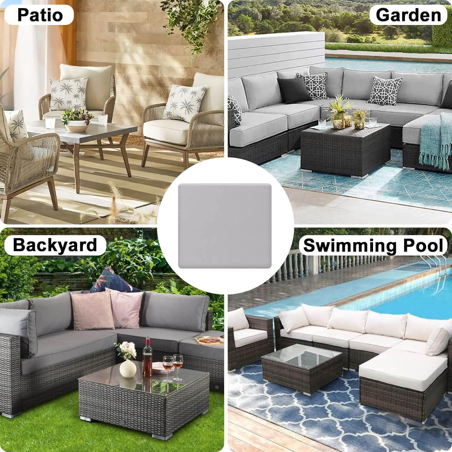 OutdoorLines Fundas de cojín de repuesto para asiento de patio, funda de cojín impermeable para muebles de exterior, funda de cojín antideslizante