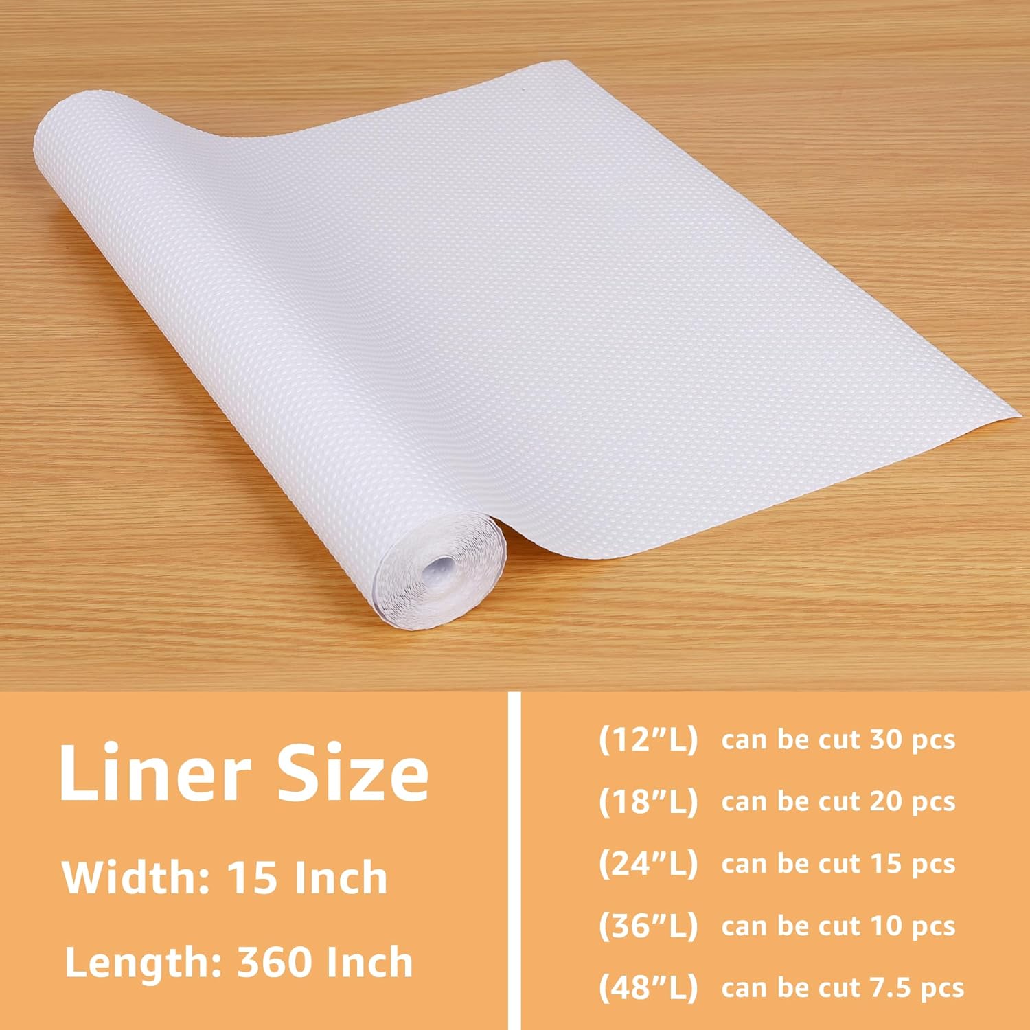 PABUSIOR Shelf Liners White – Forro para cajones de cocina, (15 x 360 pulgadas), enrollable, antideslizante, impermeable, fácil de cortar, lavable,