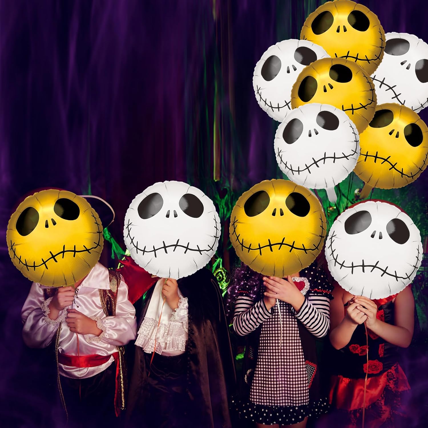 15 globos de esqueleto de Halloween, globos de papel de aluminio, globos de aluminio de Halloween, globo de calavera de Halloween