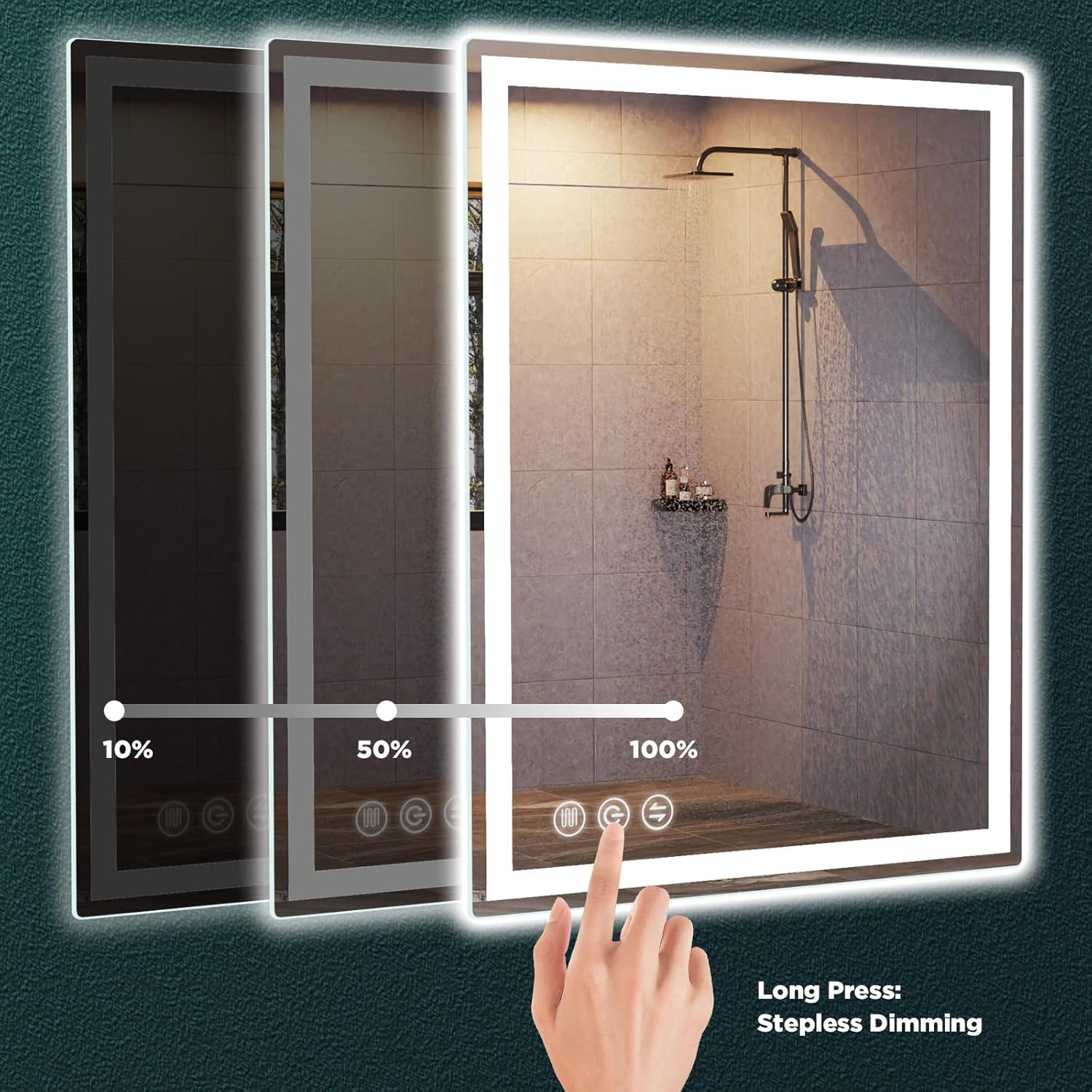 Espejo de baño LED para pared, espejo inteligente de 28 x 36 pulgadas con luces, espejos de pared delanteros y retroiluminados, certificación UL,