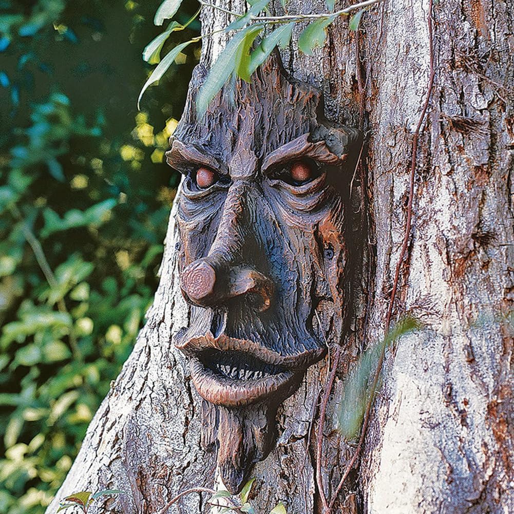 Decoración de caras de árbol al aire libre, características faciales falsas, decoración de patio, jardín, estatua de árbol, decoración de jardín,