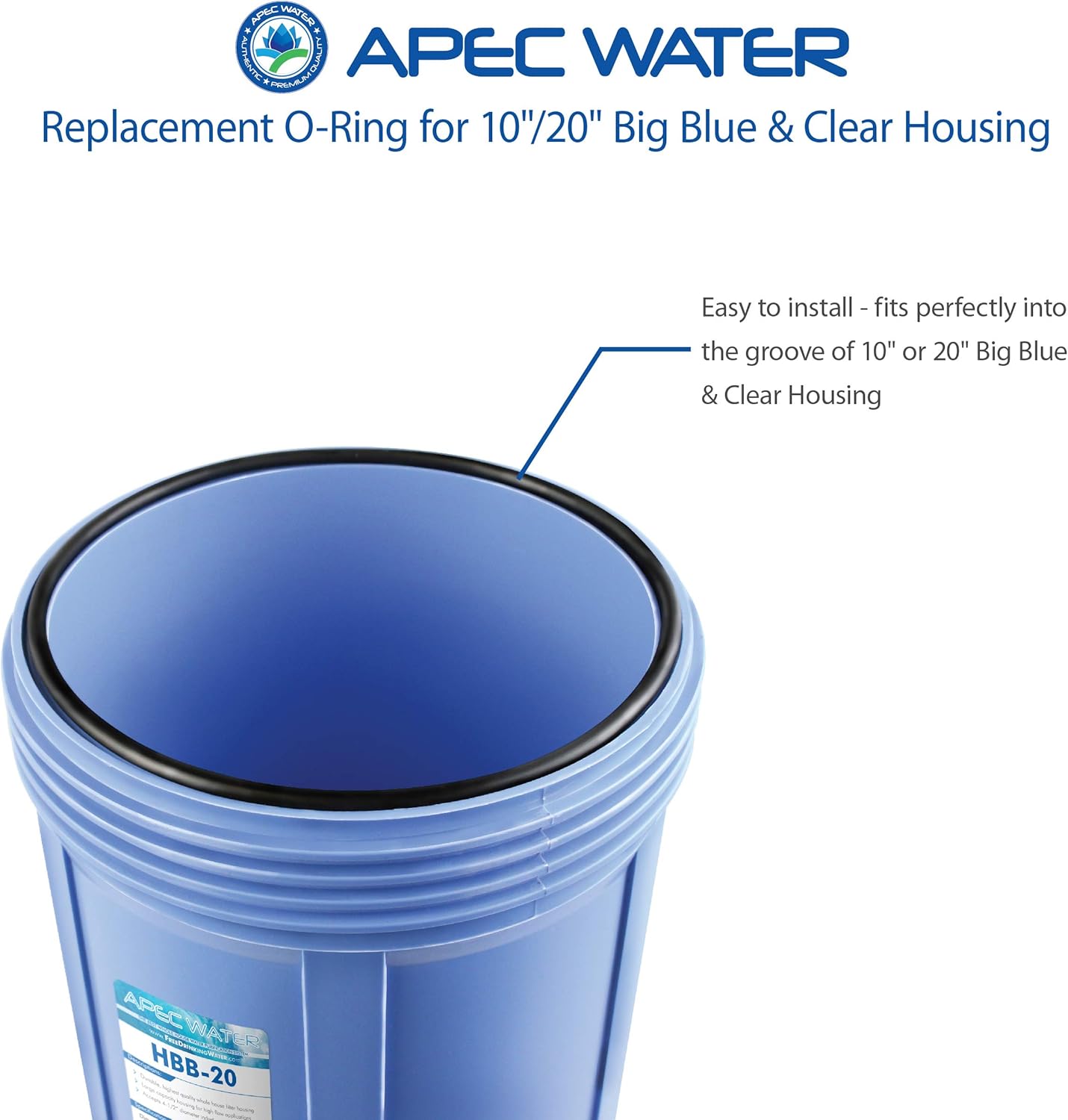 APEC Water Systems Junta tórica de repuesto para BB de 10″ o 20″ y carcasa de filtro de agua transparente (O-Ring-HB)