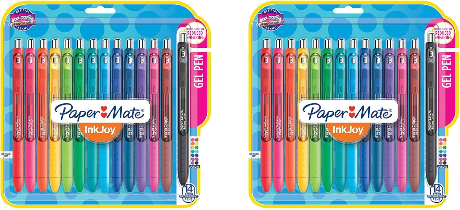 Paper Mate Bolígrafos de gel Bolígrafos InkJoy, punta media, surtidos, 14 unidades, paquete de 2