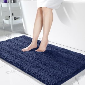 Yimobra Tapete de baño de felpilla a rayas, lujoso, extra grueso y suave, esponjoso, absorbente, antideslizante, lavable a máquina, tapetes de baño Yimobra Tapete de baño de felpilla a rayas, lujoso, extra grueso y suave, esponjoso, absorbente, antideslizante, lavable a máquina, tapetes de baño