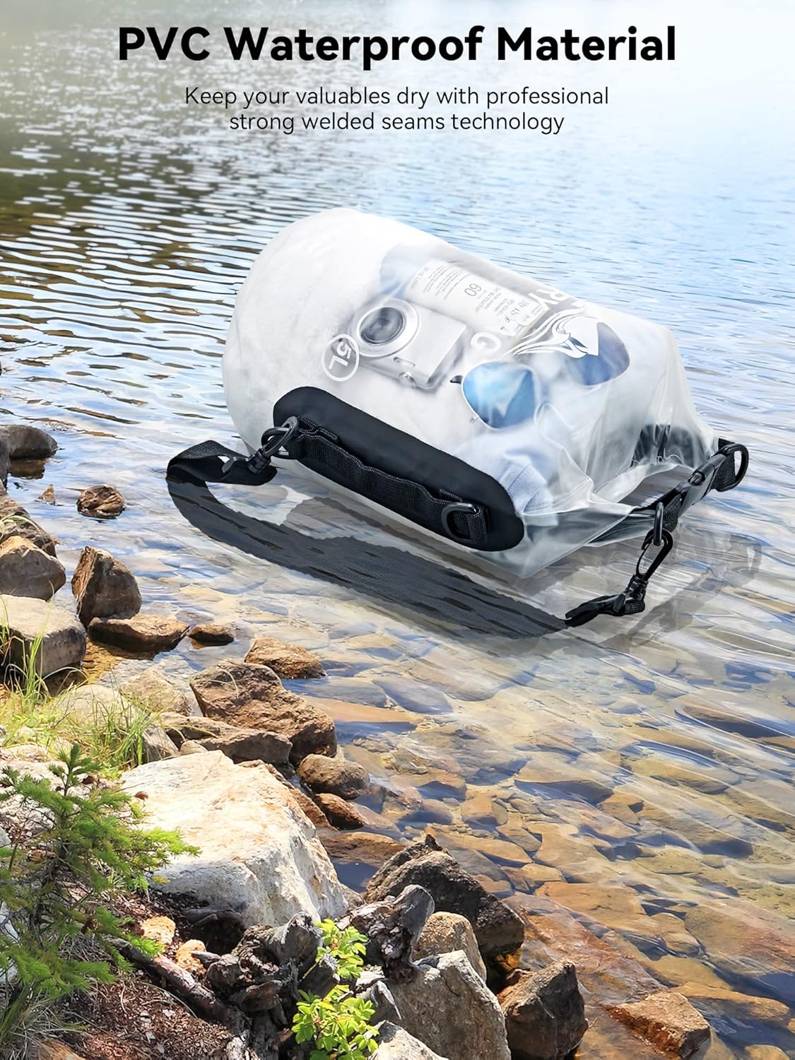 HEETA – Bolsa seca de 5L10L20L30L40L, parte superior enrollable, maleta ligera con funda para teléfono, ideal para natación, navegación, canotaje,