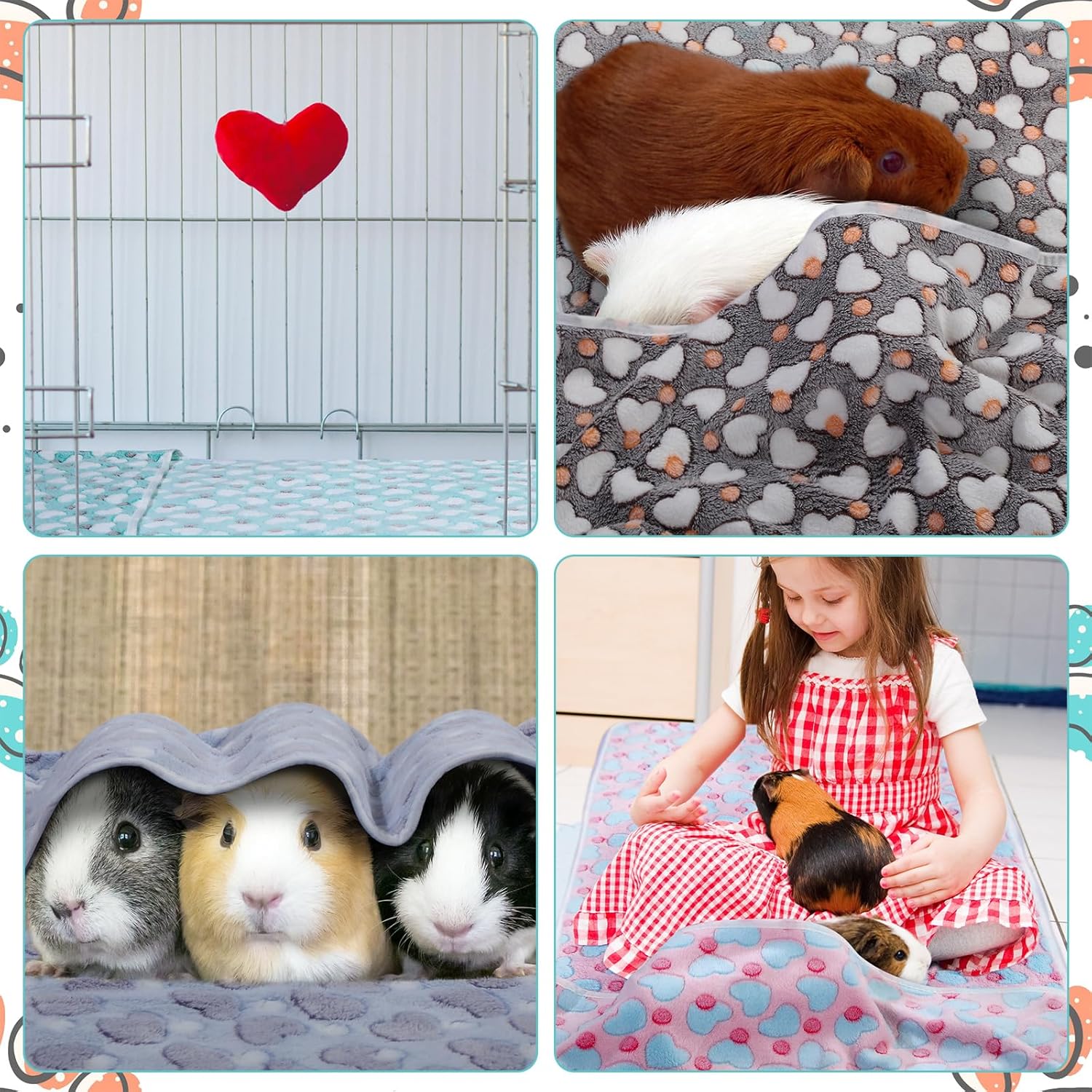 Juego de 4 fundas para cobayas y conejillos de indias para jaula, impermeable, lavable, funda de bolsillo, reutilizable, para orina de animales