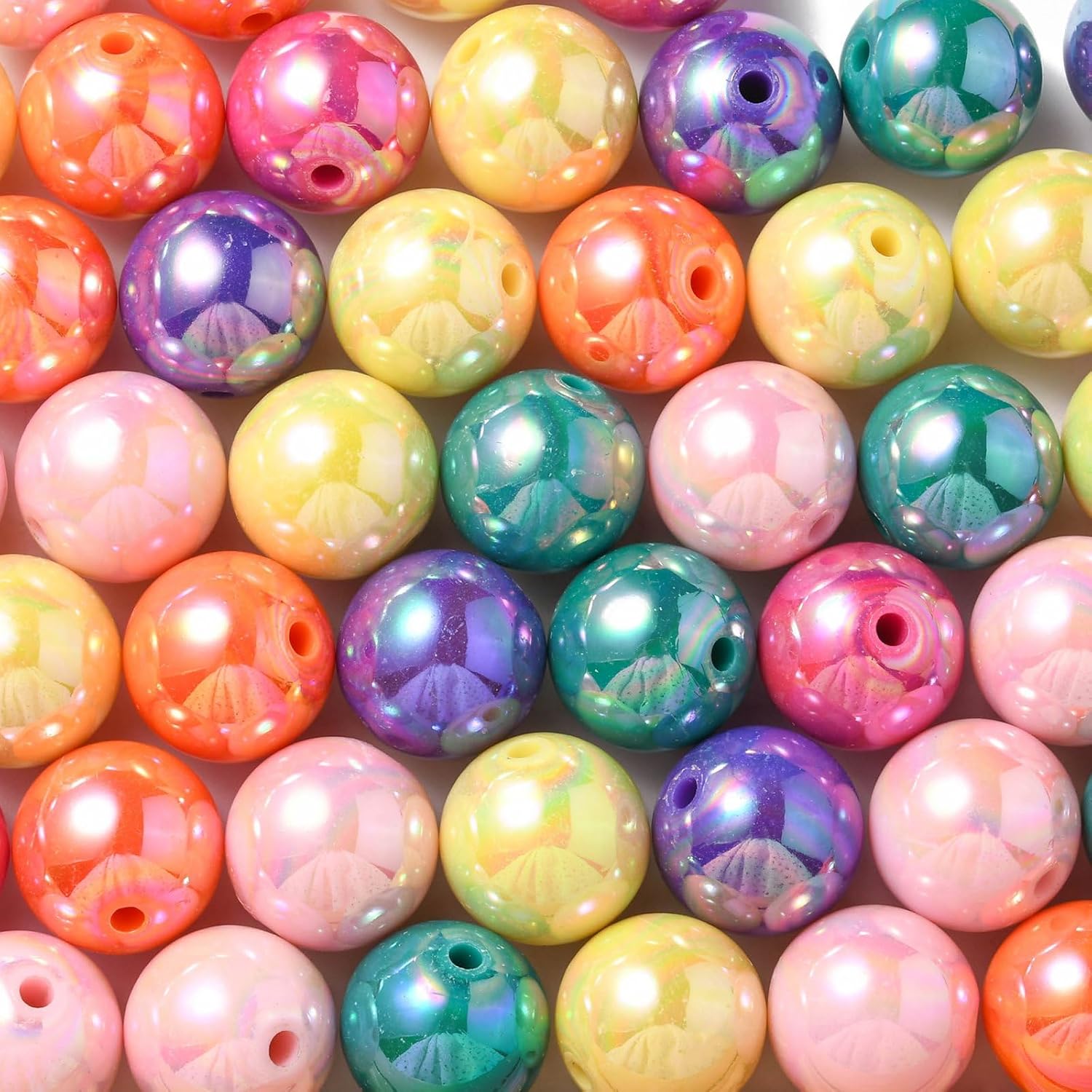 KitBeads 111 cuentas redondas redondas de goma de mascar de 0.787 pulgadas (0.787 in), cuentas acrílicas redondas AB coloridas para hacer joyas,