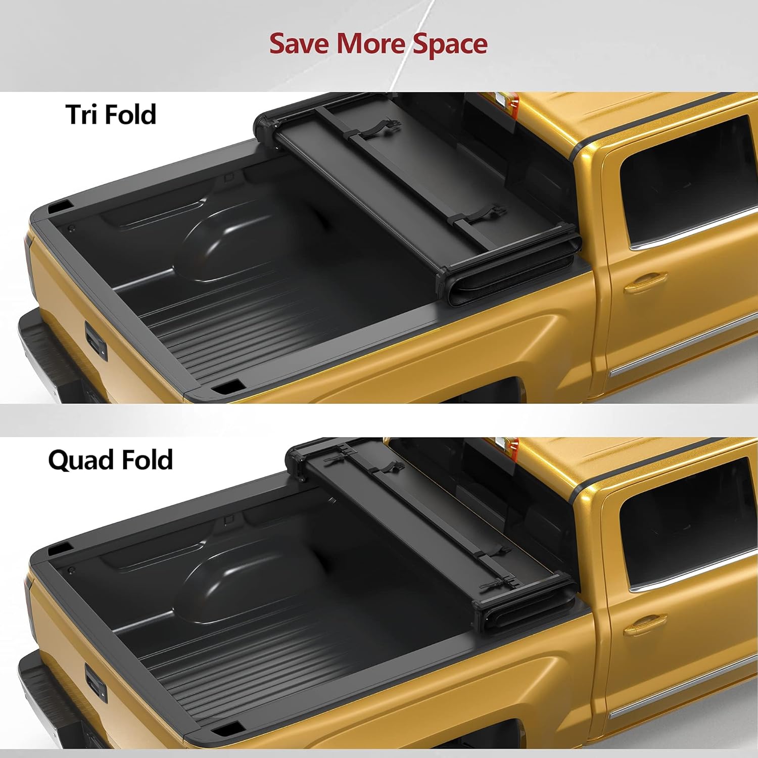 YITAMOTOR Cubierta suave para caja de camioneta plegable cuádruple compatible con Dodge Ram 1500 2009-2023 (solo 19-23), caja Fleetside de 6.4 pies