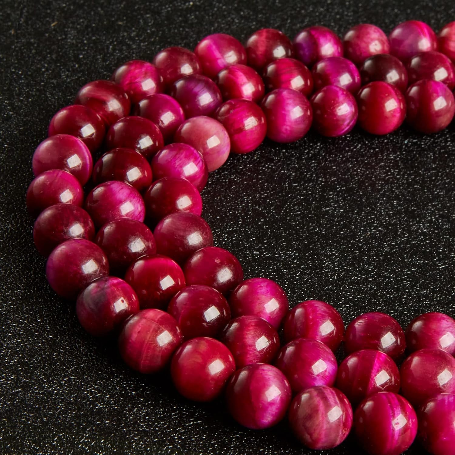 100 cuentas de ojo de tigre magenta magenta de 0.315 pulgadas (0.315 in) cuentas de piedras preciosas naturales redondas sueltas para manualidades y