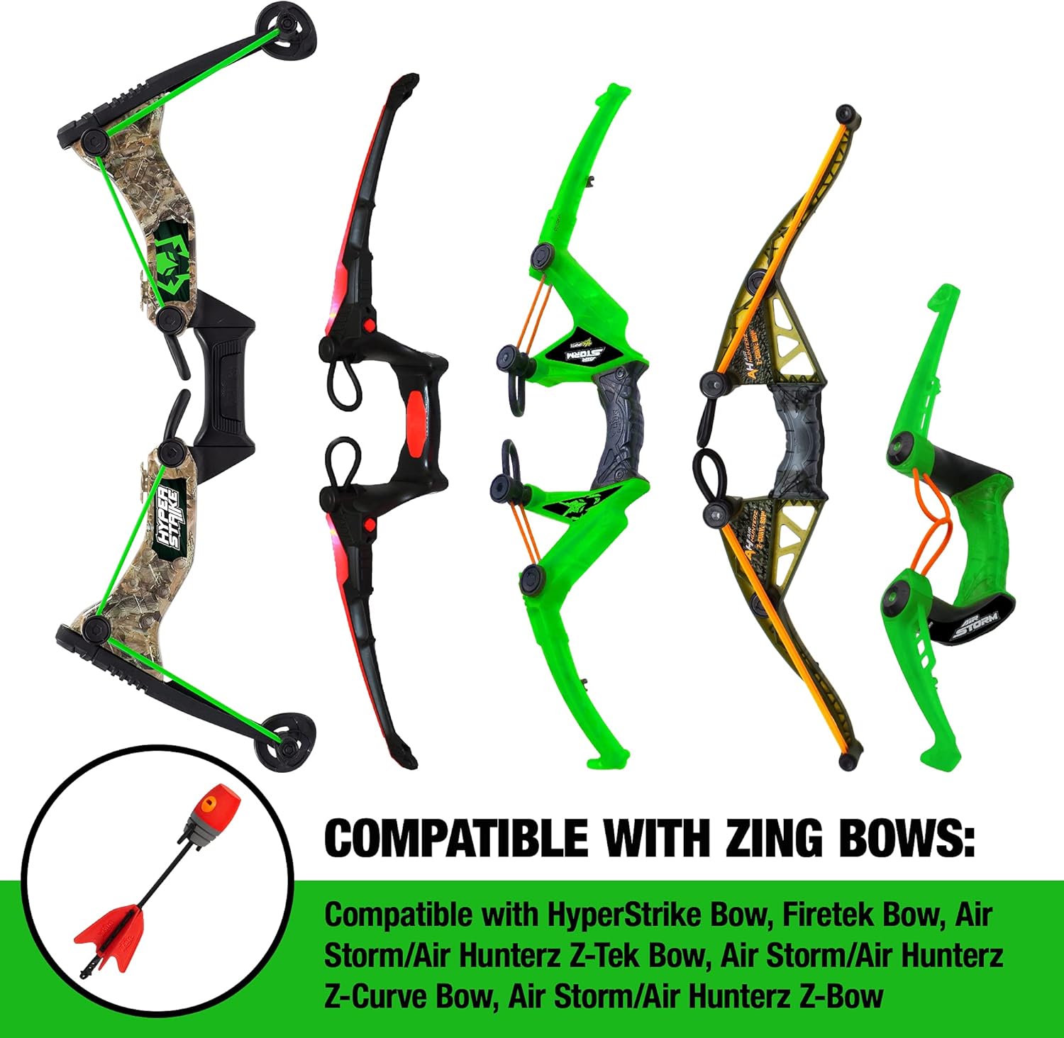 Zing Zonic – Paquete de repuesto de flecha silbante  Incluye 10 flechas silbantes zónicas, arco HyperStrike compatible, arco Firetek, arco Z-Tek,