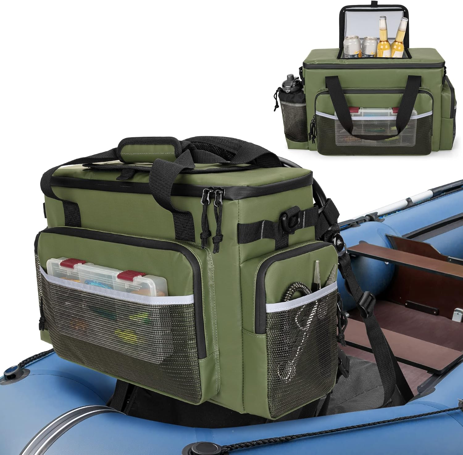 Enfriador de kayak grande, enfriador de kayak impermeable detrás del asiento, bolsa enfriadora para asiento estilo silla de césped, asiento de