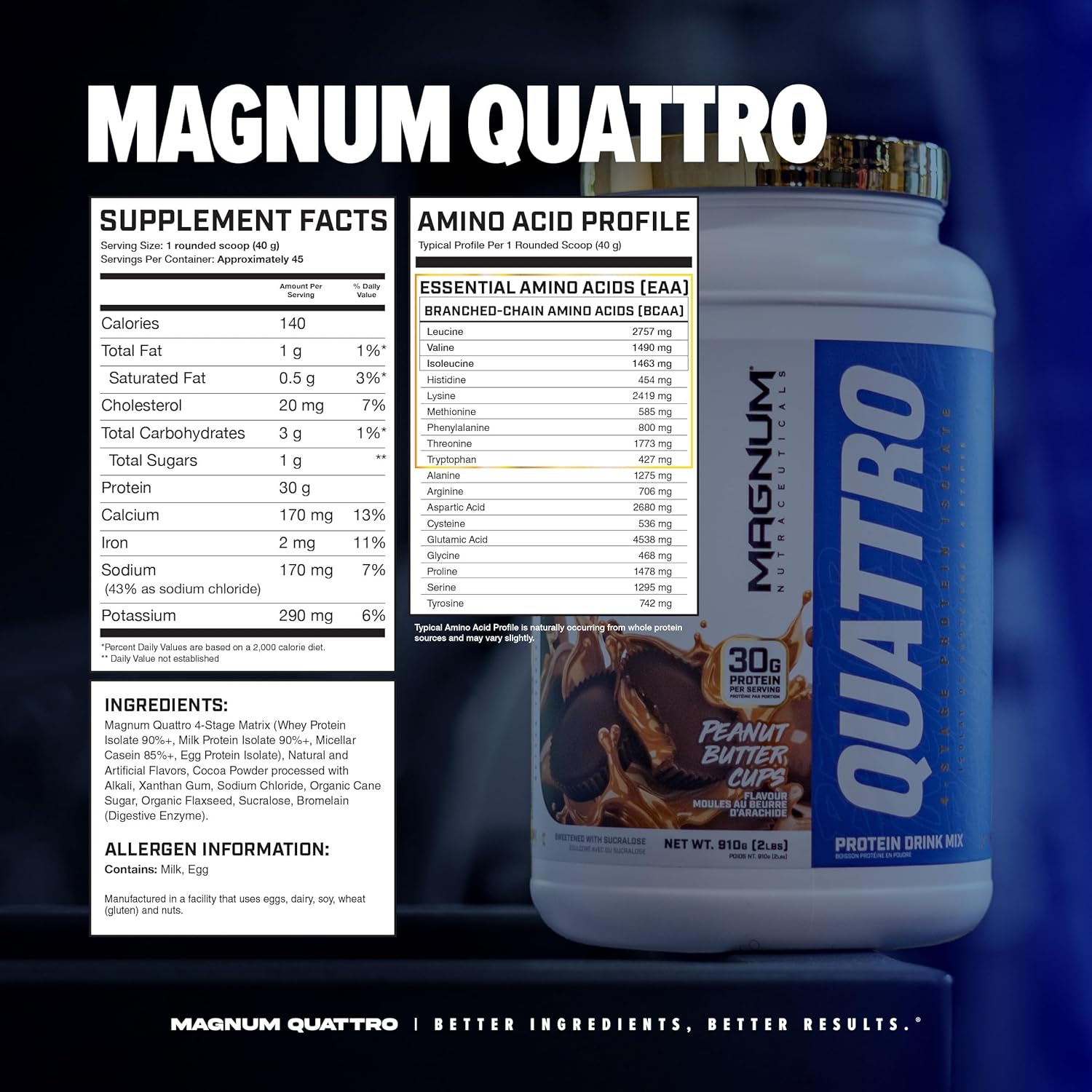 Magnum Nutraceuticals Quattro – Amor de chocolate, 2 libras, puede apoyar el crecimiento muscular y la recuperación