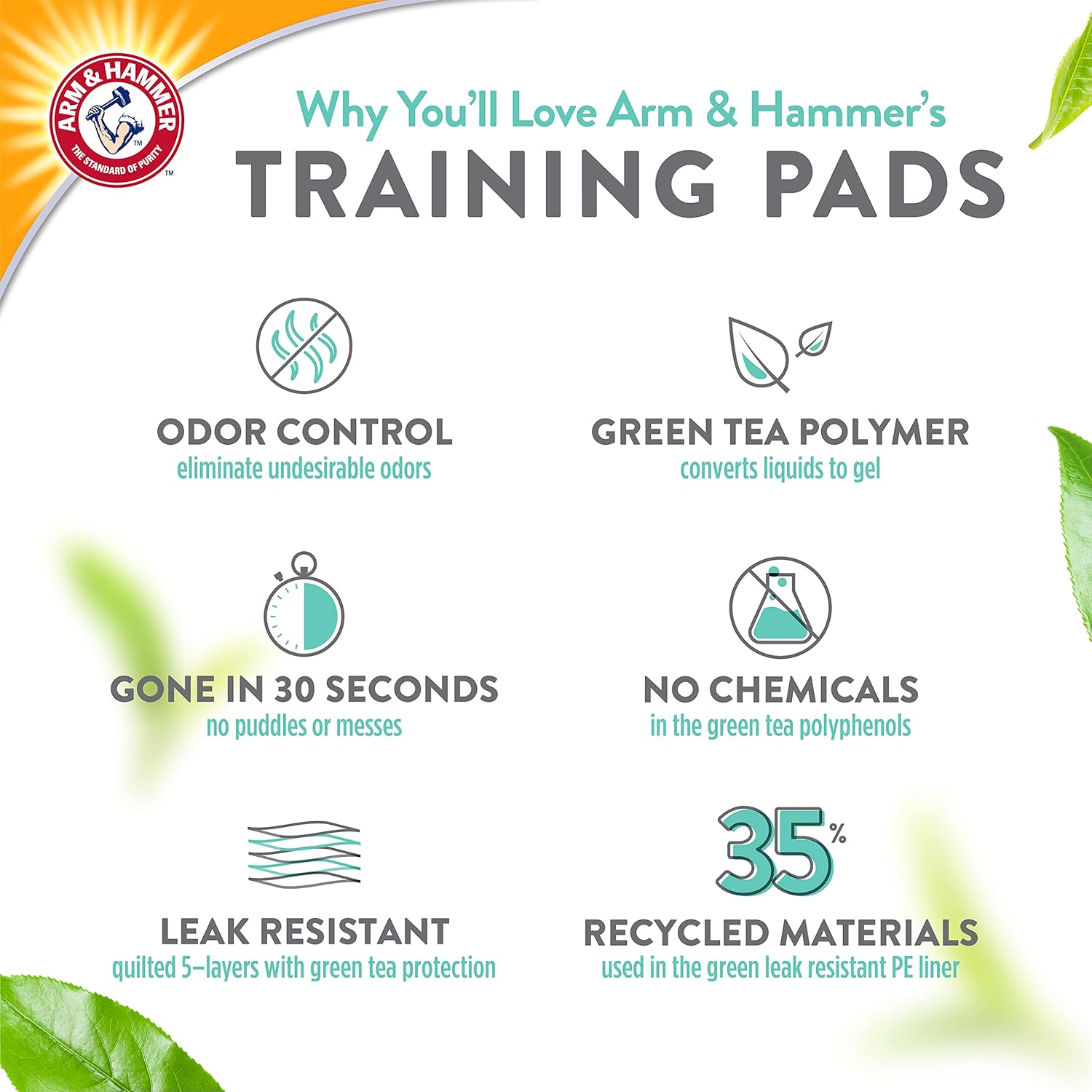 Arm & Hammer Green Tea Almohadillas de entrenamiento para mascotas, 200 almohadillas de entrenamiento para perros con bicarbonato de sodio de té