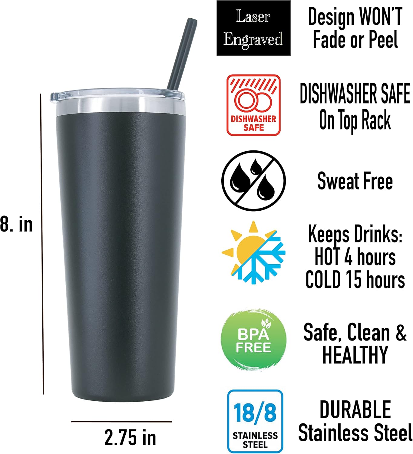 AVITO Vaso de agradecimiento  22 oz grabado con láser  Acero inoxidable  Aislado al vacío  Regalo de agradecimiento  Vaso de agradecimiento  Regalos