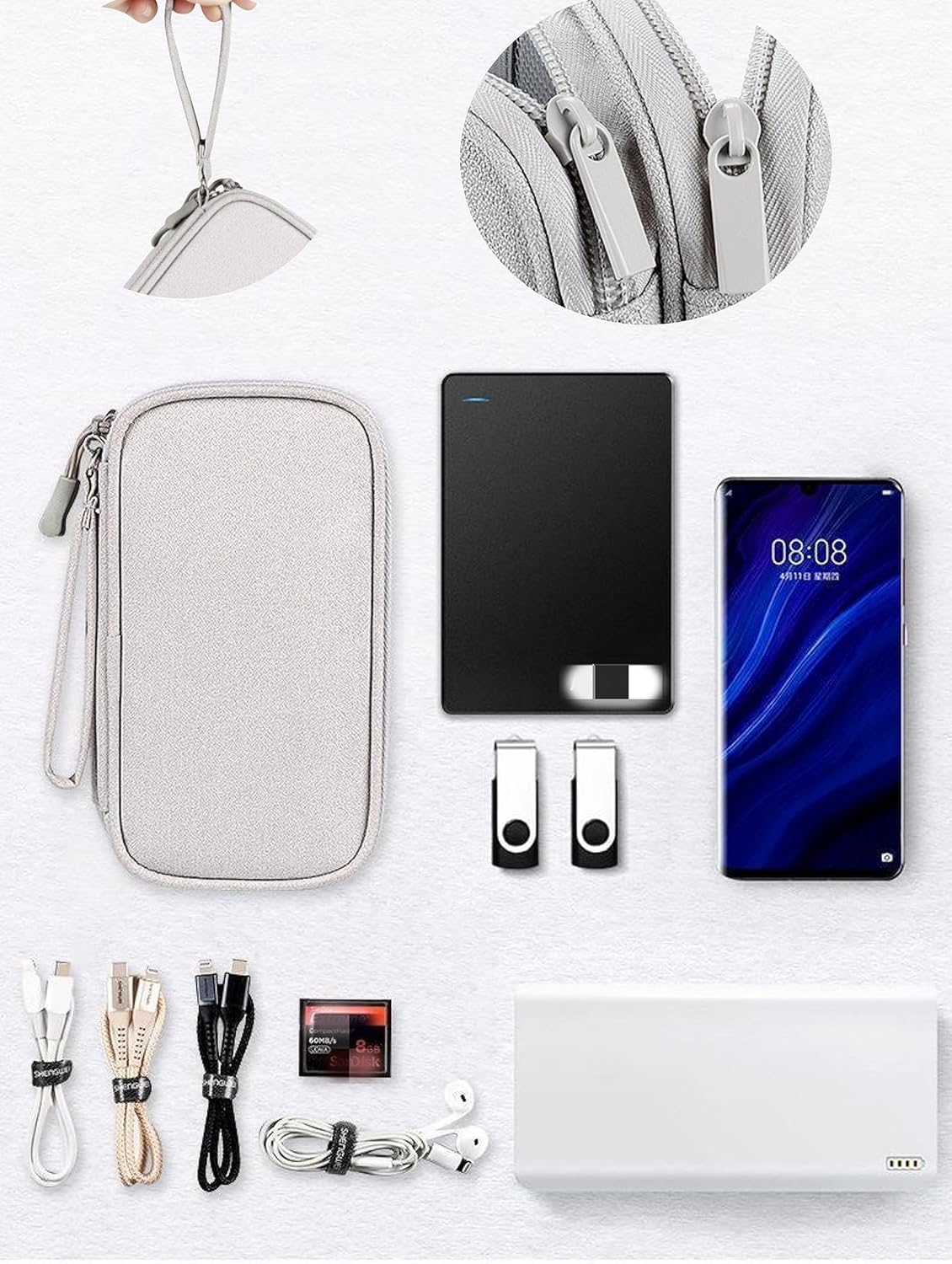 Organizador electrónico de viaje, accesorios para cables de viaje, bolsa de almacenamiento portátil, impermeable, organizador electrónico para