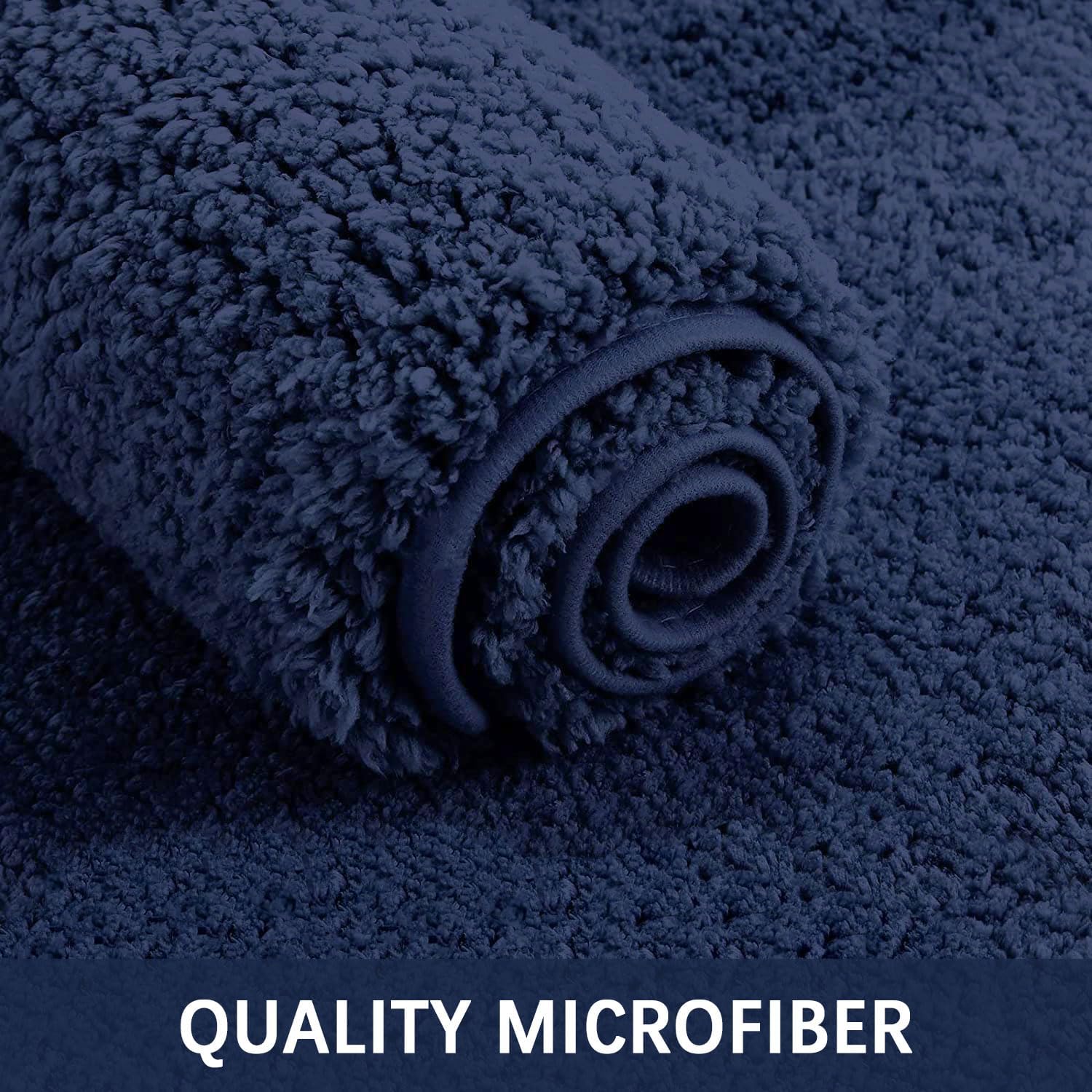 Buganda Alfombras de baño de microfibra (59 x 24 pulgadas, color azul marino) peludas, suaves y absorbentes, antideslizantes, de felpa gruesa,