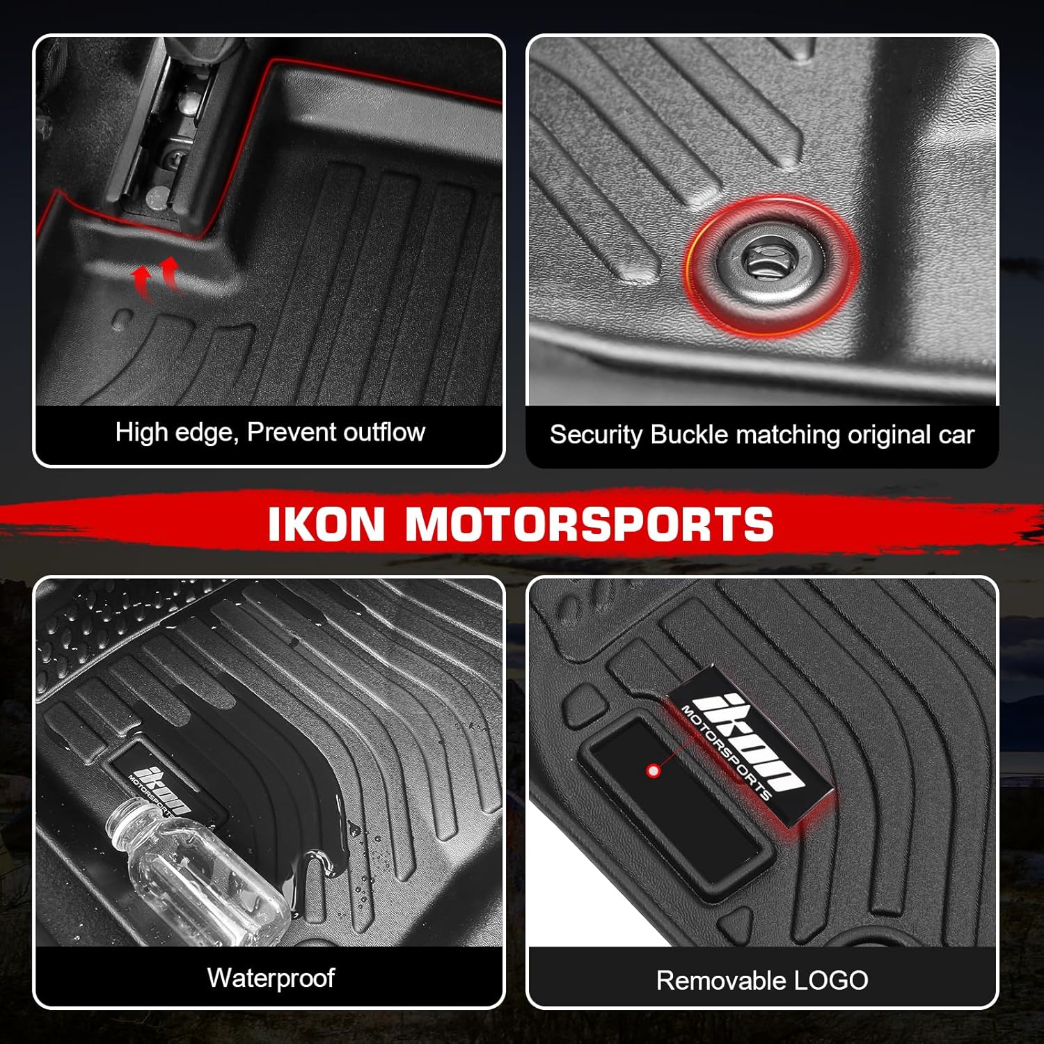 IKON MOTORSPORTS Alfombrillas de suelo de TPE 3D, compatibles con Ram 1500 Crew Cab 2019-2023, revestimientos de piso antideslizantes impermeables