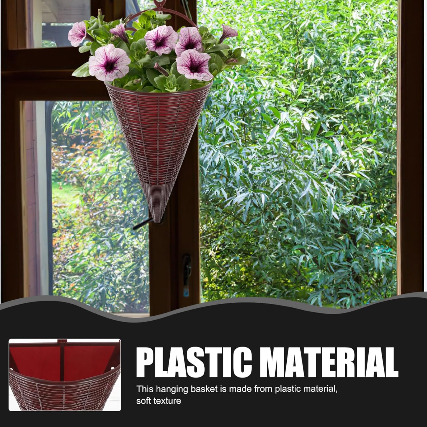 Cesta 5 piezas de ratán colgante de mimbre para macetas colgantes en forma de cono, maceta colgante de mimbre, maceta de pared para pájaros para