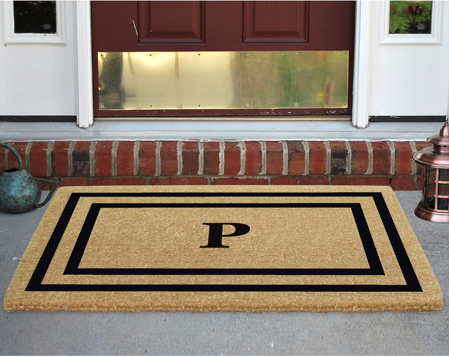 Tapete personalizado con monograma de fibra de coco para puerta delantera, entrada al aire libre, decoración de porche de lujo, tapete