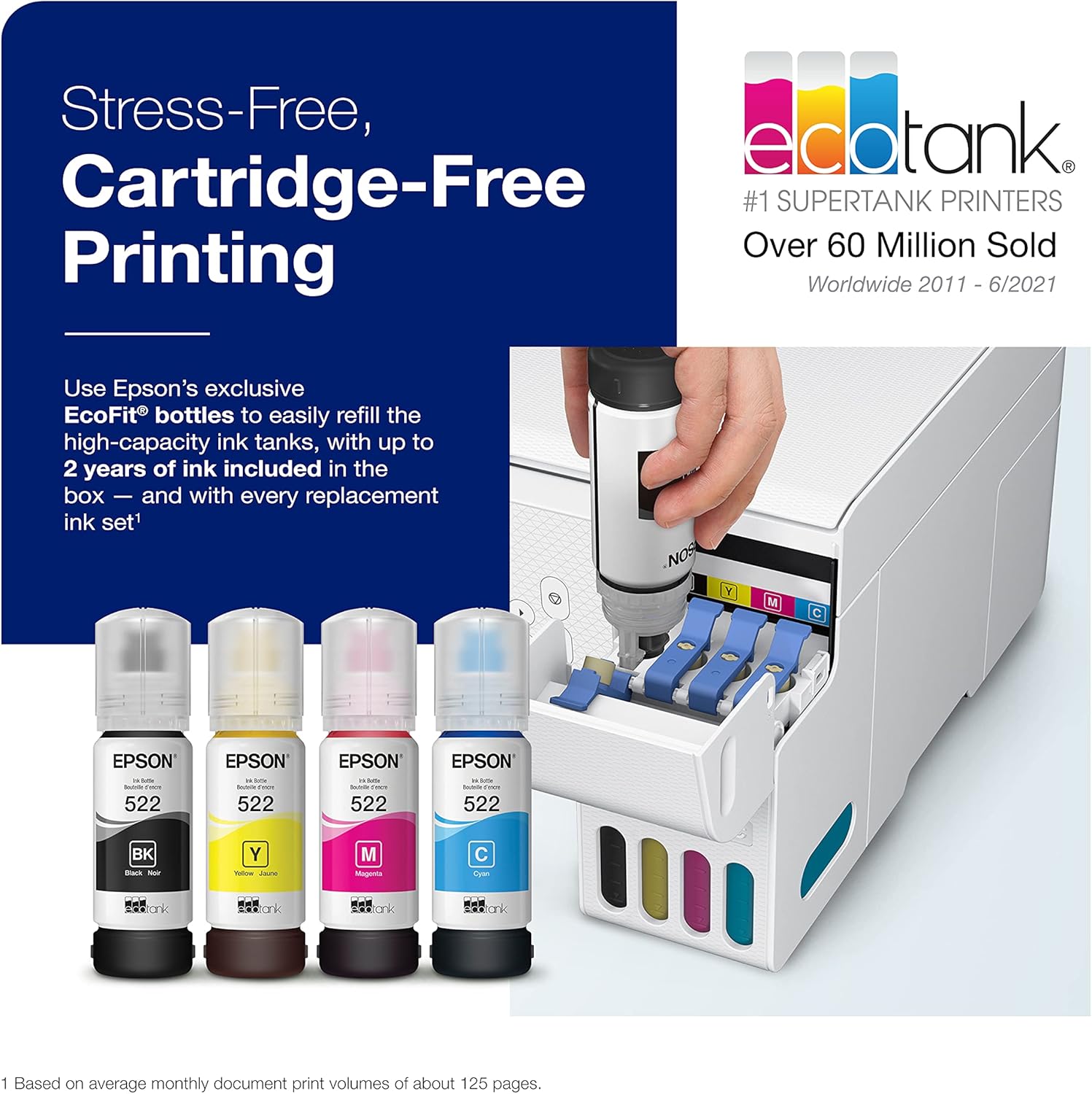 Epson EcoTank ET-2800 Impresora Supertank inalámbrica a color todo en uno sin cartuchos y Workforce WF-2960 Impresora inalámbrica todo en uno con