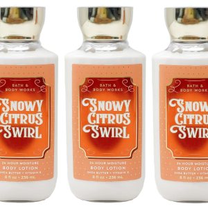 Bath & Body Works Snowy Citrus Swirl – Pack de 3 – Loción Corporal 24 horas de humedad Bath & Body Works Snowy Citrus Swirl – Pack de 3 – Loción Corporal 24 horas de humedad