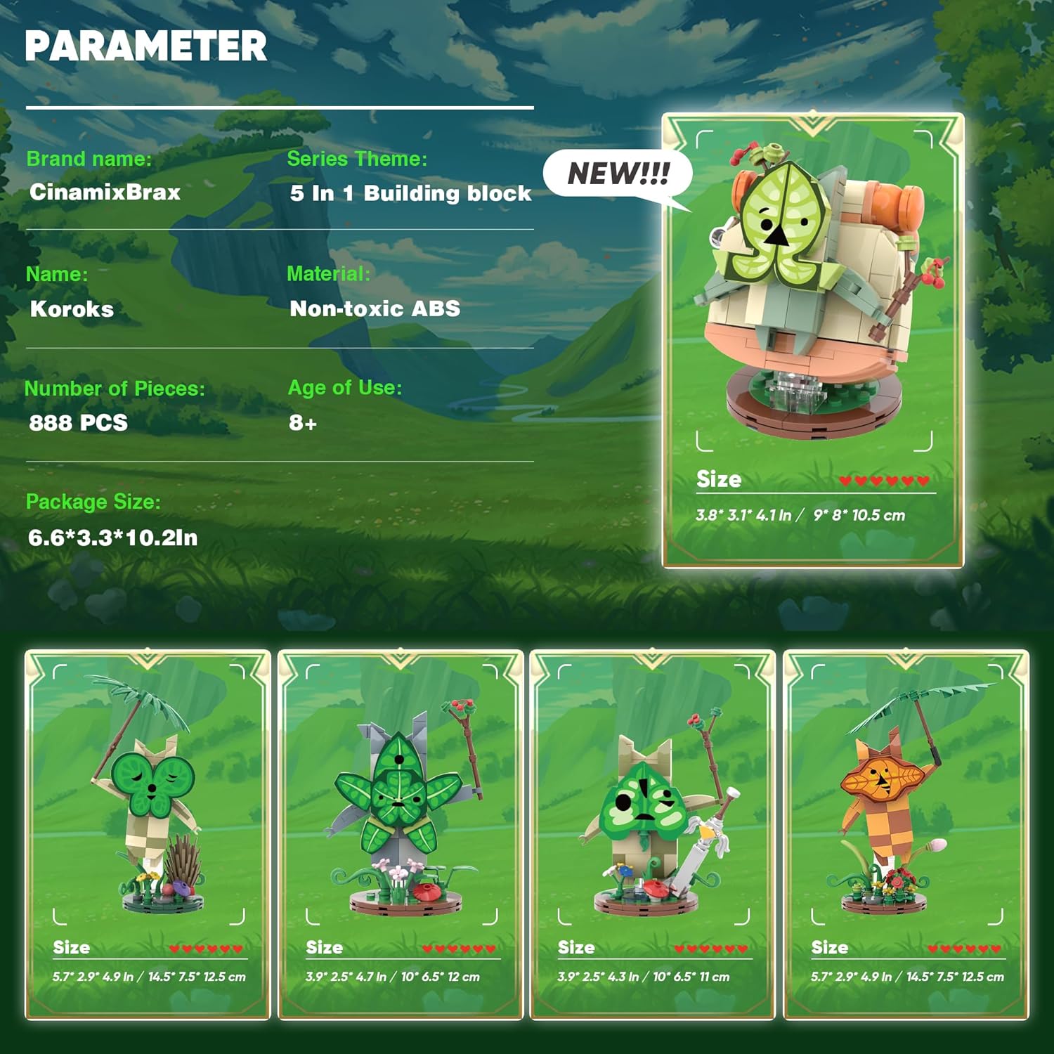 Koroks – Juego de construcción compatible con placa base Lego, juegos de bloques de construcción de 5 personajes para fanáticos de BOTW, lindas