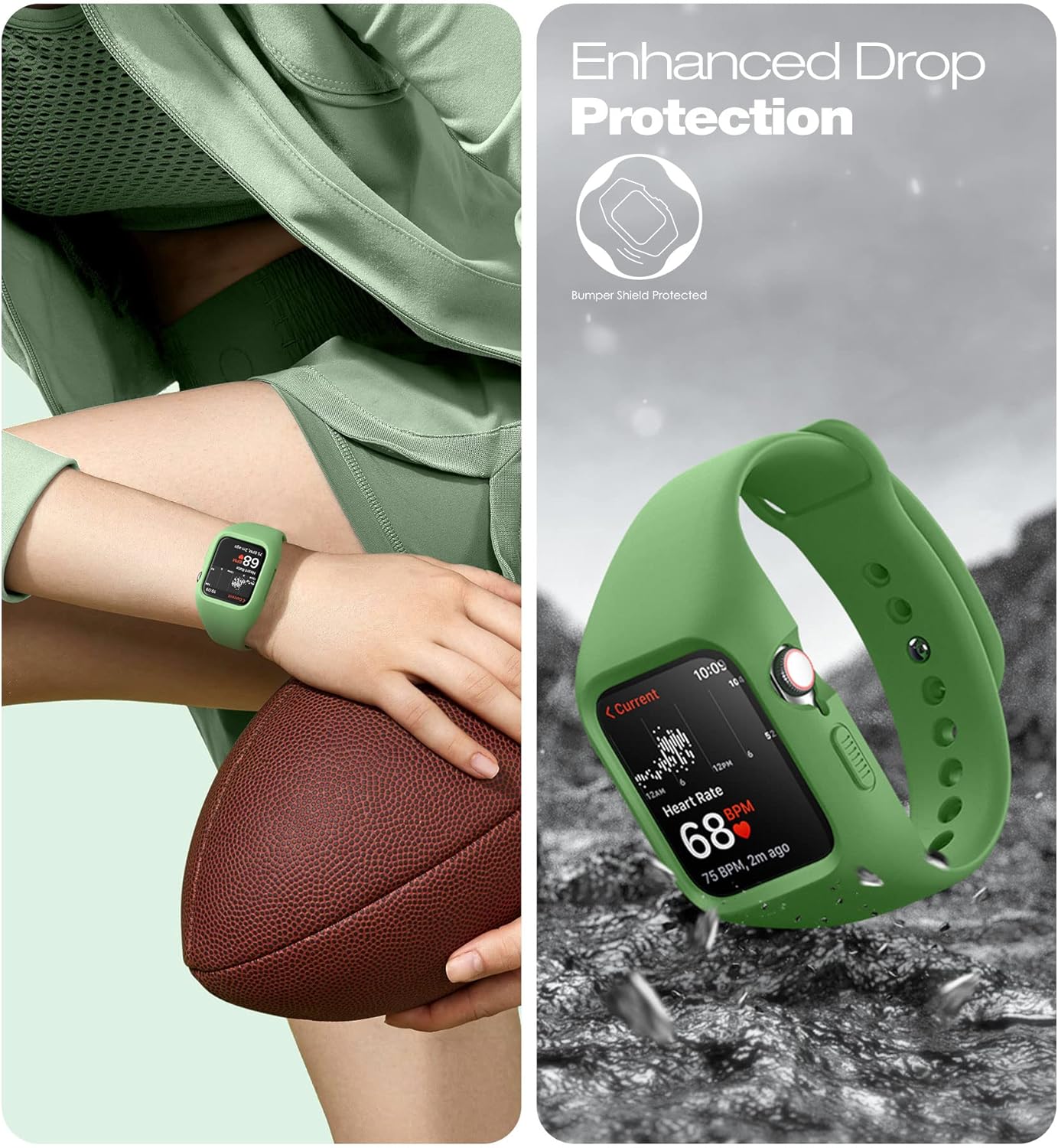 SURITCH Correa deportiva compatible con Apple Watch de 1.61, 1.57, 1.73 y 1.77 pulgadas, correa de repuesto de silicona suave con funda para iWatch
