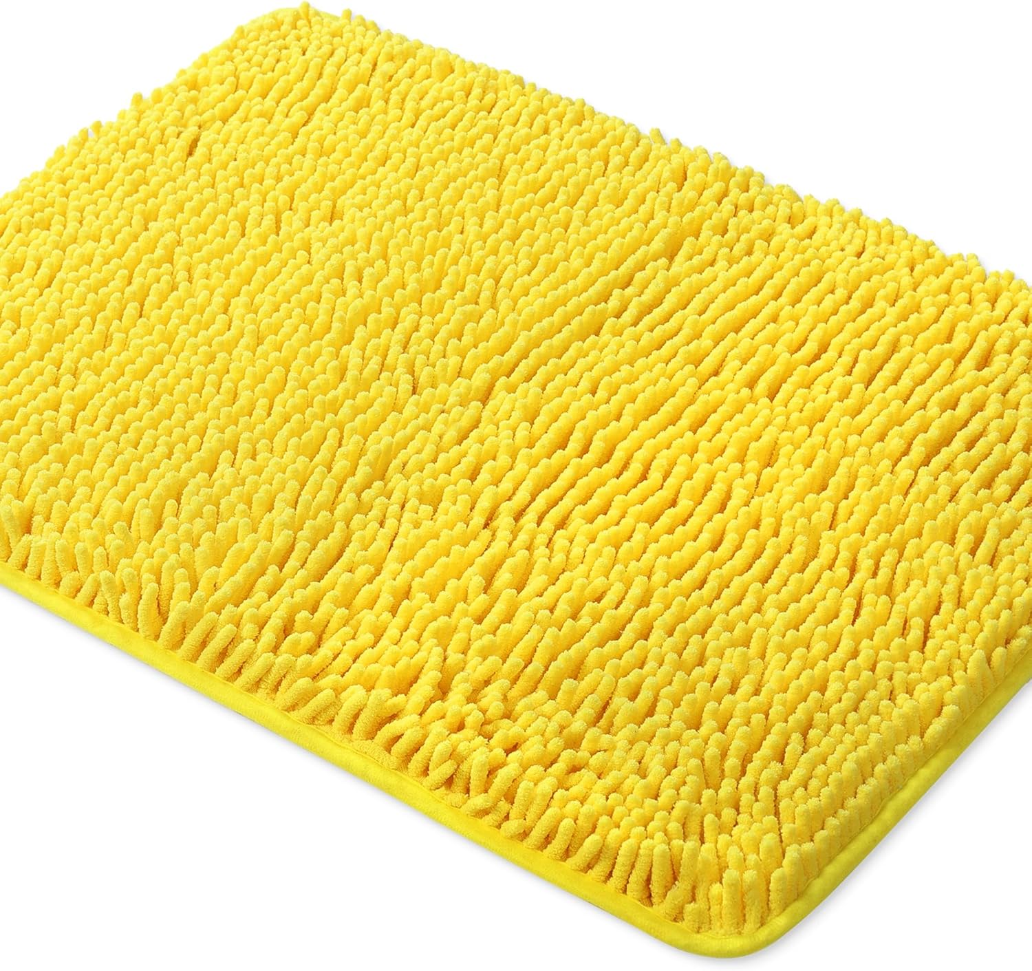 Alfombras amarillas de baño de felpilla gruesa, absorbentes y lavables, antideslizantes, de felpa y suaves, para suelo de baño, ducha y fregadero,