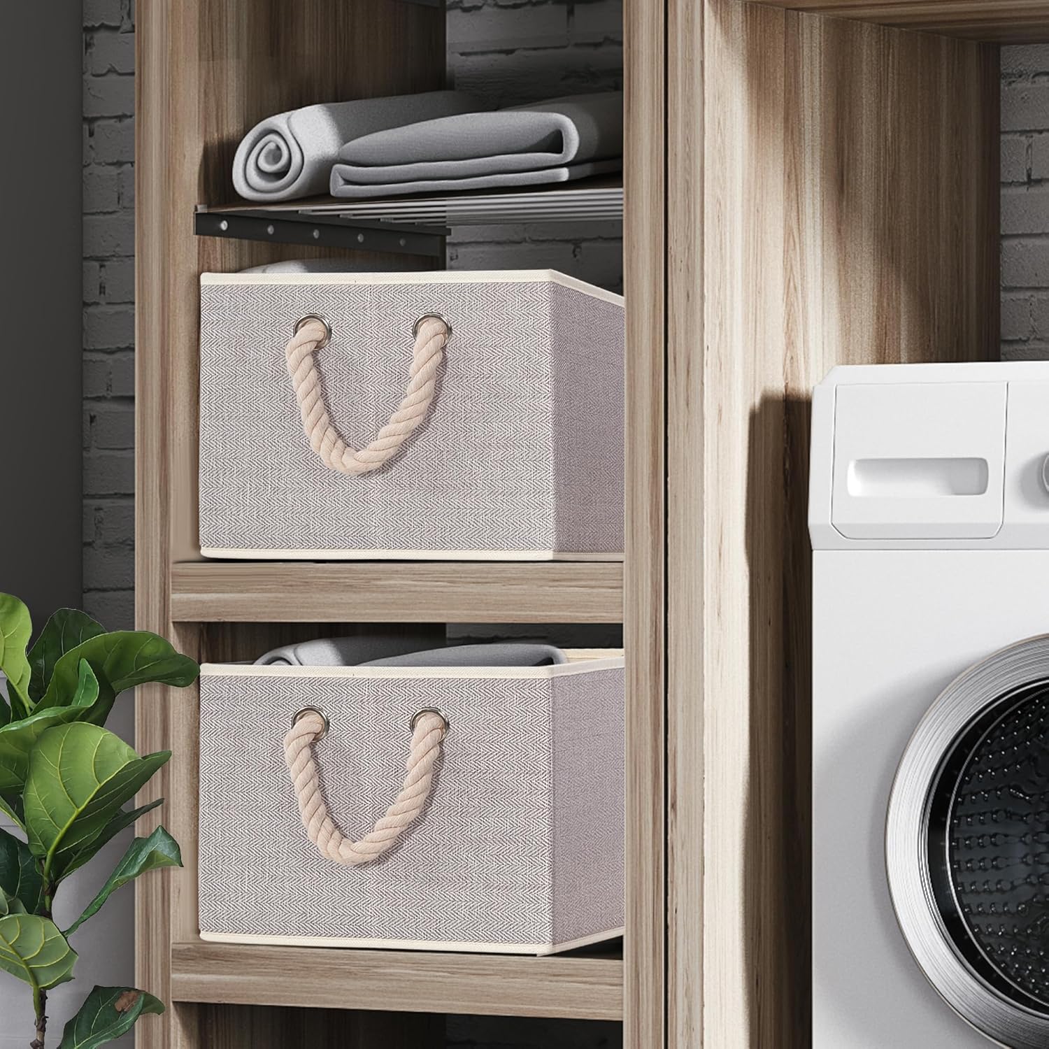 STORAGEIDEAS JUMBO – Cubos de almacenamiento plegables con asas, cestas de almacenamiento decorativas para organización de estantes, cajas de