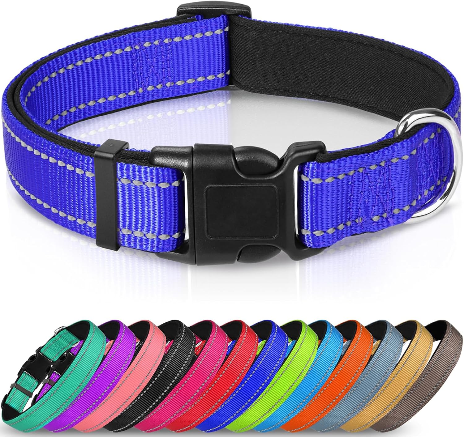 Joytale – Collar reflectante para perro, de neopreno suave y acolchado, de nailon transpirable, para mascotas, ajustable para cachorros y perros