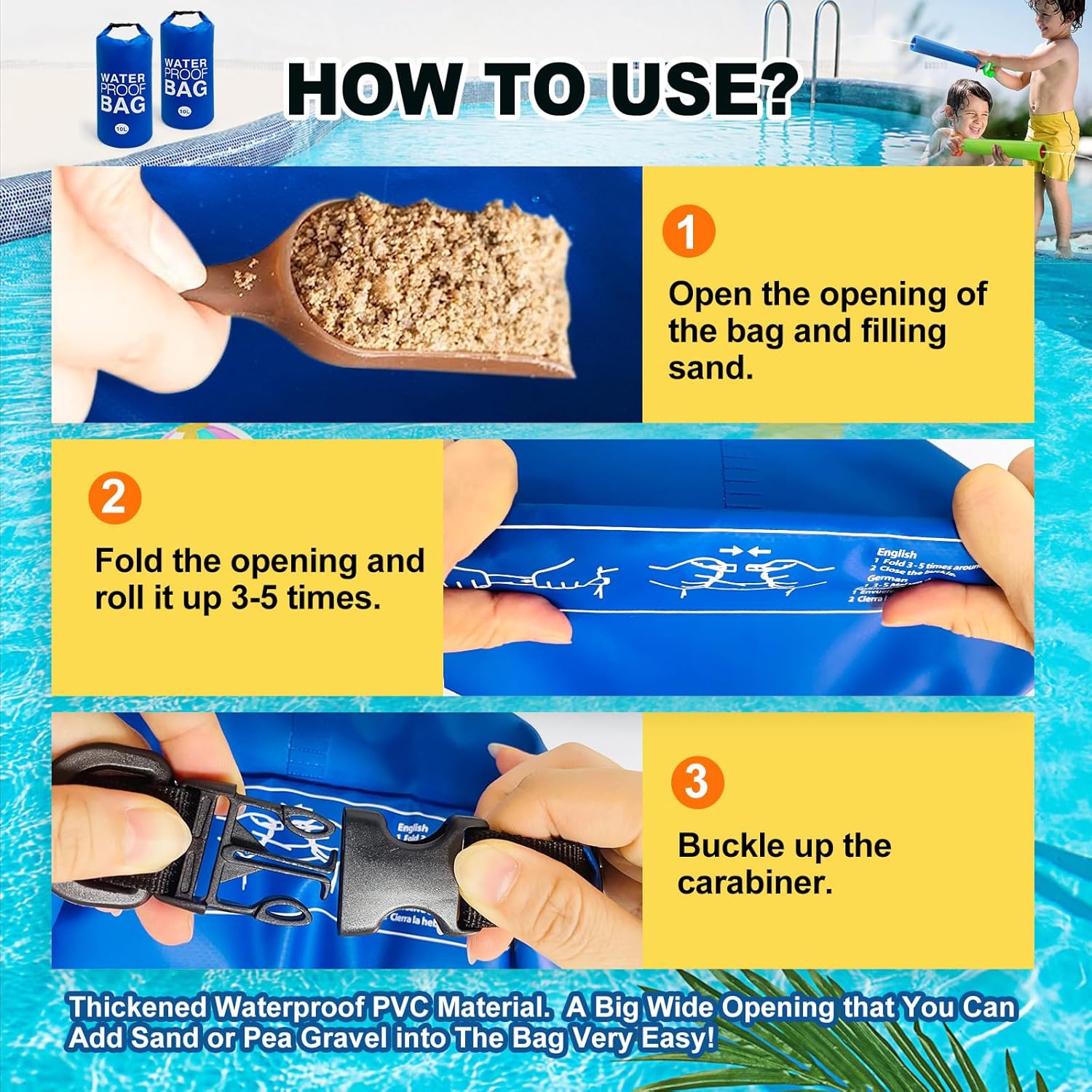 Pesas para escalones de piscina, pesas de piscina para escaleras, pesas impermeables para escaleras de piscina sobre el suelo con nailon y mango de