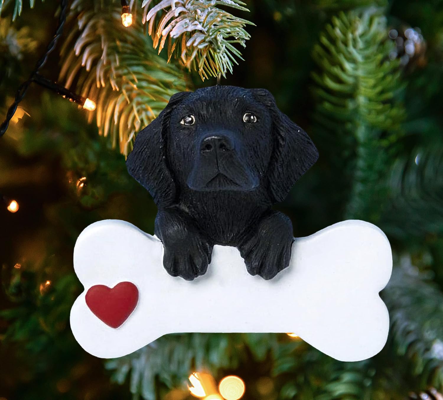Adorno de Navidad de laboratorio negro personalizado 2023  Raza de perro labrador retriever negro con hueso y corazón decoración de árbol de Navidad