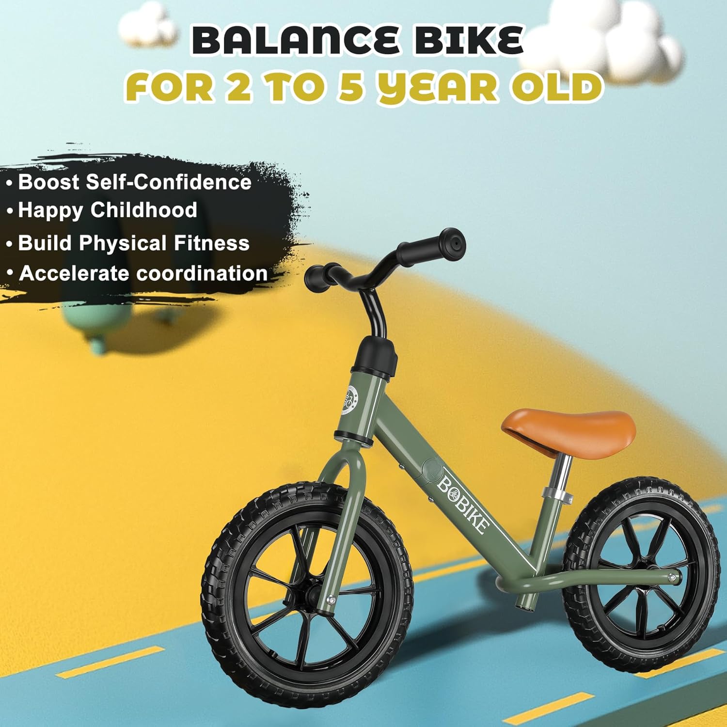 Bicicleta de equilibrio para niños de 2 a 5 años, asiento ajustable y manillar sin pedal, bicicleta de entrenamiento sin pedales, el mejor regalo