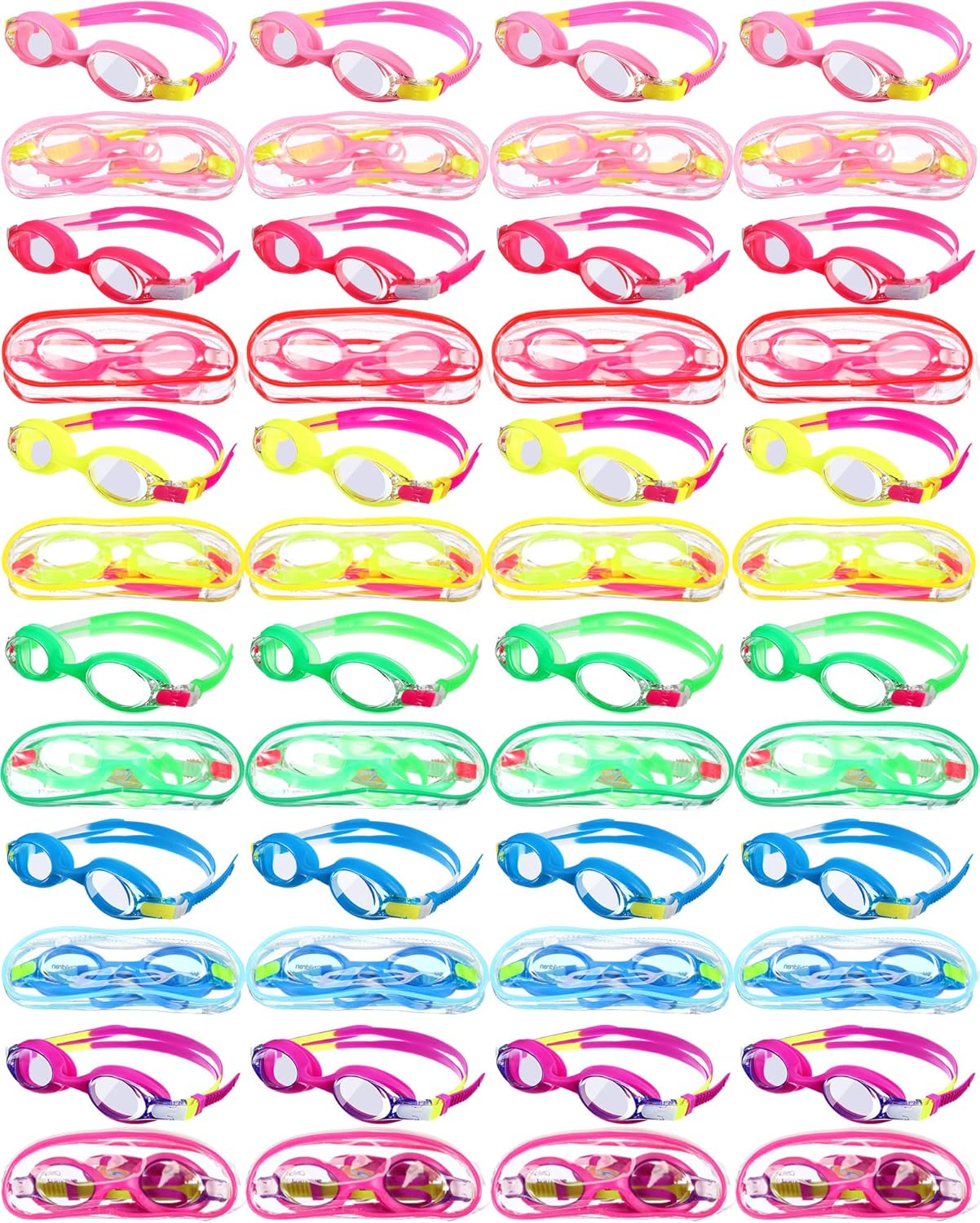 Hoteam Gafas de natación para niños de 4 a 9 años, gafas de natación de visión amplia, antivaho con estuches para niños y niñas