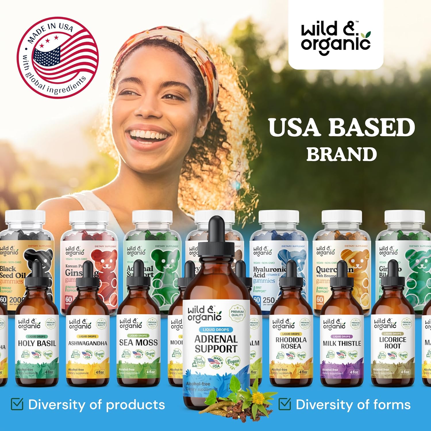 Adrenal Health Daily Support – Suplemento natural de fuerza suprarrenal para mujeres y hombres – Complejo de gotas líquidas suprarrenales con