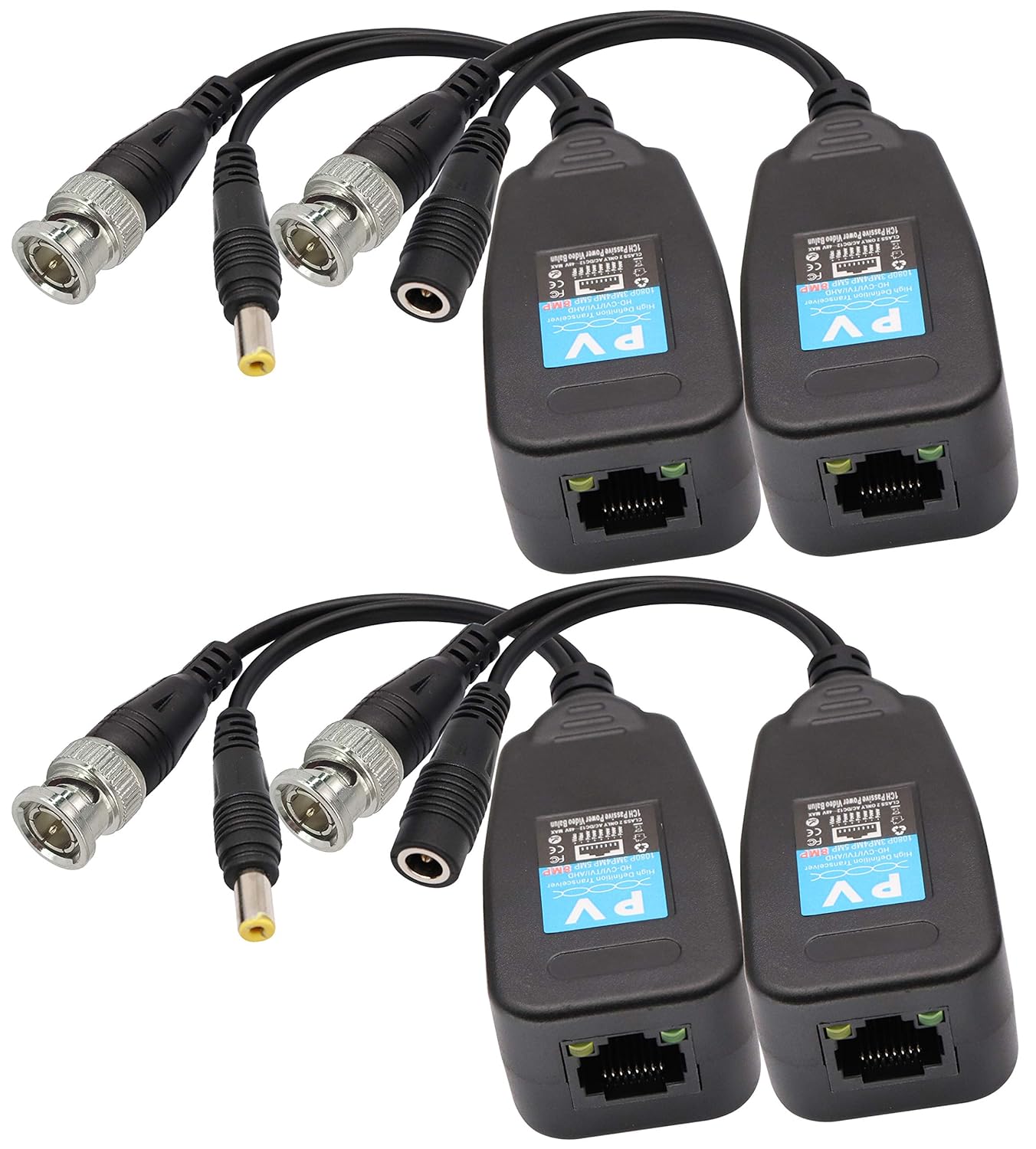 Video Balun Transmisor Transceptor RJ45 a BNC HD-CVITVIAHDCVBS con conector de alimentación CC para 1080P 3MP 4MP 5MP 8MP CCTV Sistema de cámaras de