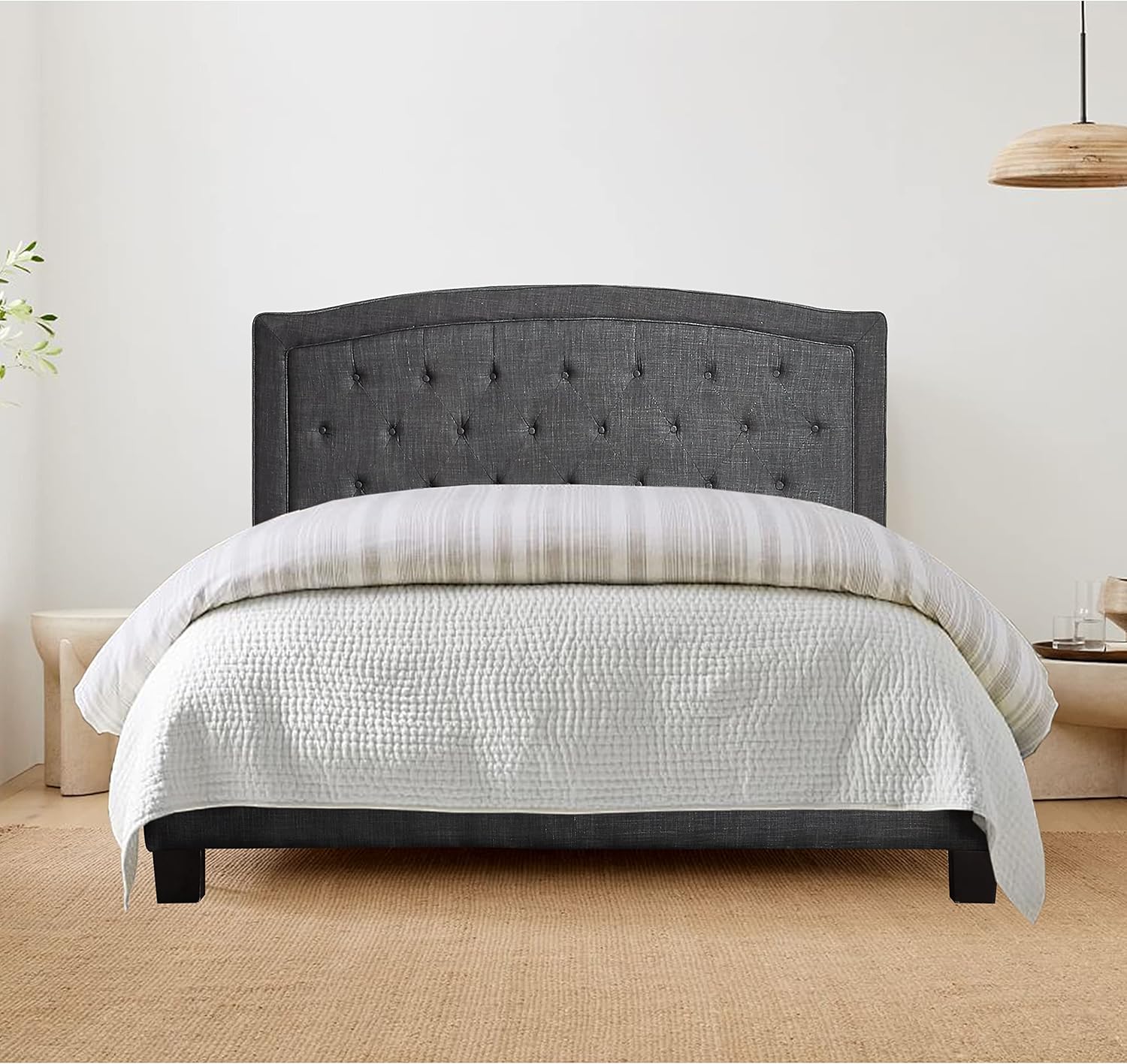 Rosevera Gabriel – Cama con plataforma, matrimonial, color carbón