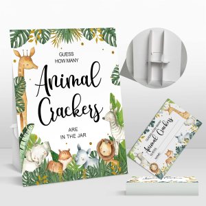 50 juegos de safari para baby shower, Safari Guess How Many Animal Crackers tarjetas de juego con letrero, juegos de baby shower en la selva, 50 juegos de safari para baby shower, Safari Guess How Many Animal Crackers tarjetas de juego con letrero, juegos de baby shower en la selva,