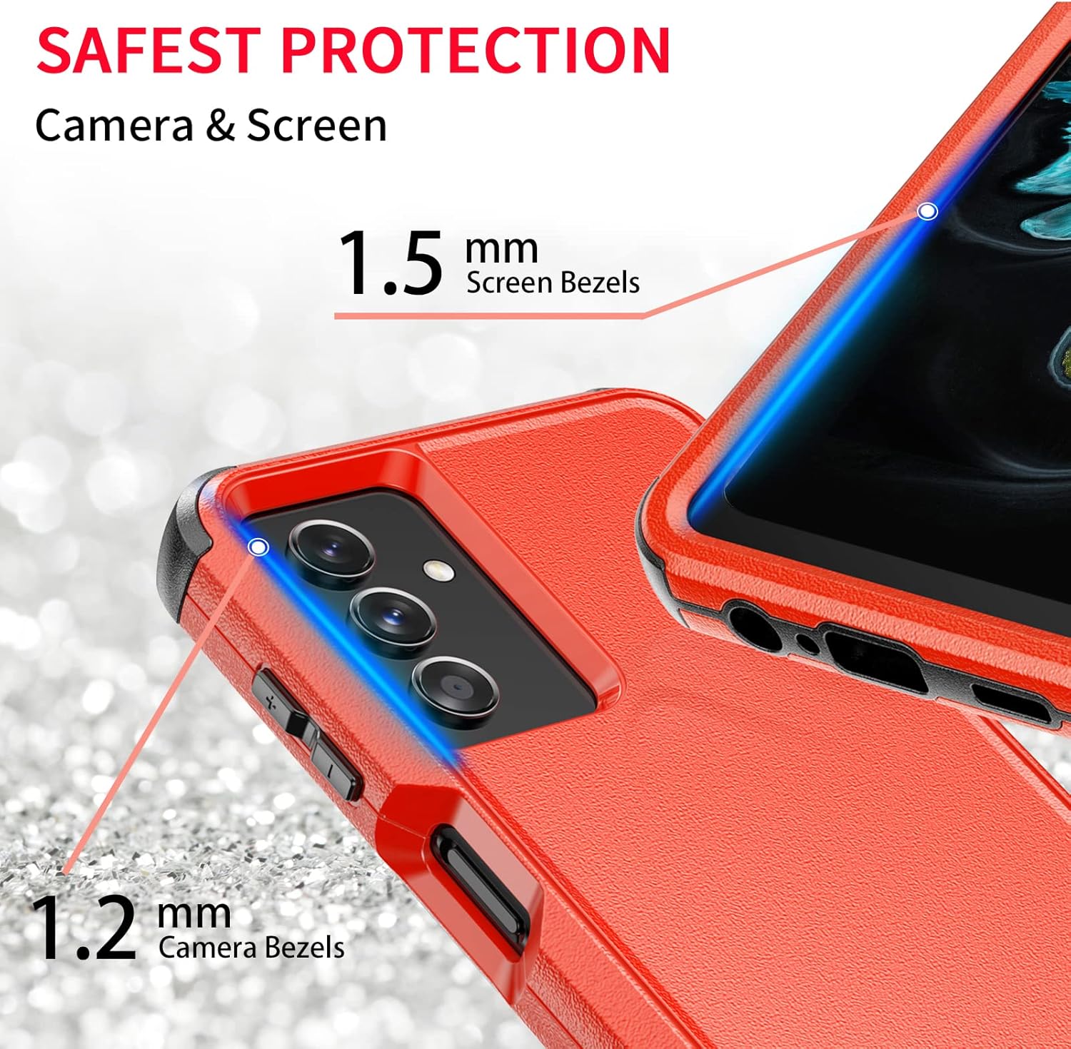 Unitedtime – Funda para Galaxy A13  Protección contra caídas resistente a prueba de golpes Militar Bumper Funda para teléfono  Resistente (rojo)
