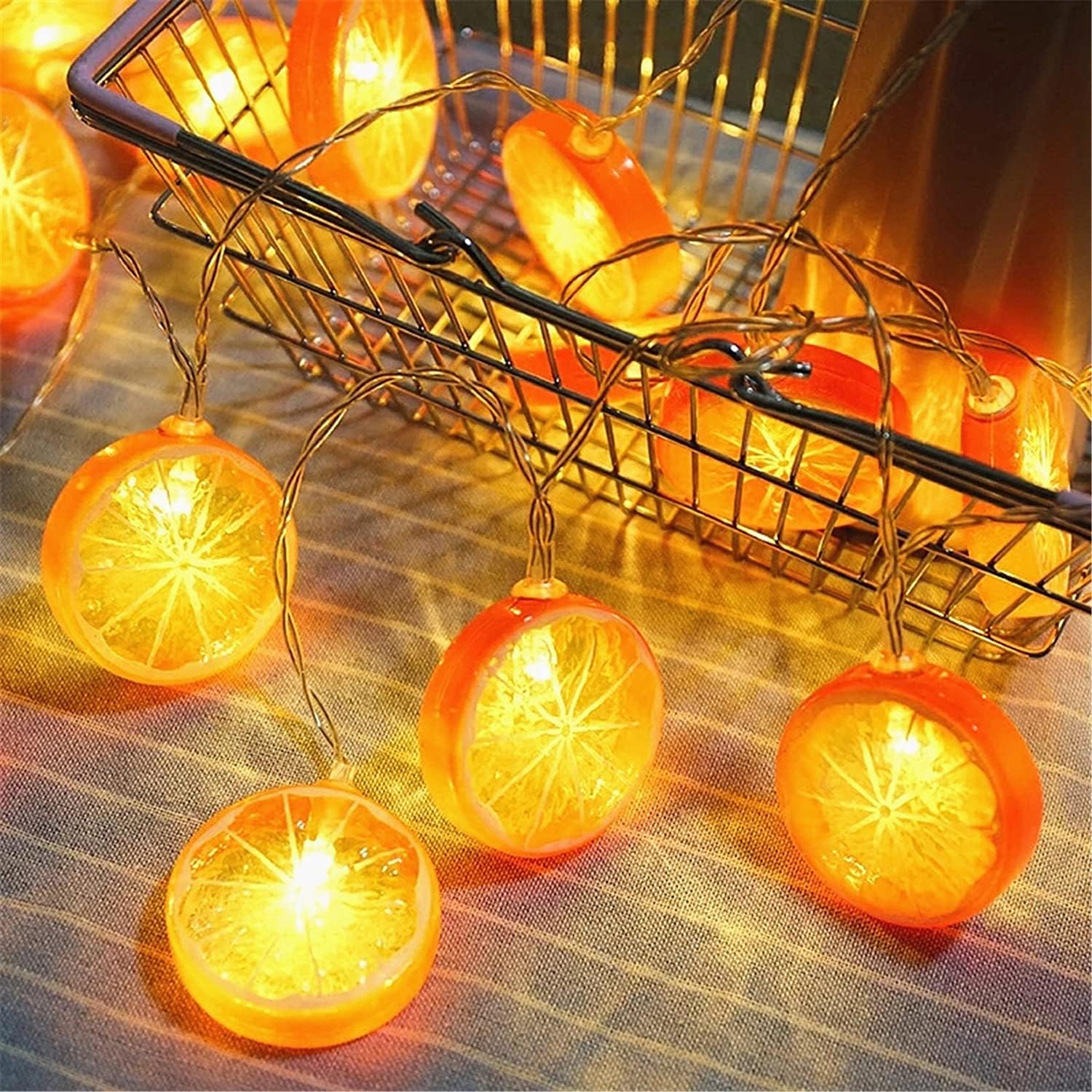 Guirnalda de luces de frutas alimentadas por pilas, lámpara de iluminación para interiores y exteriores, fresa, uva, sandía, limónplátano, para