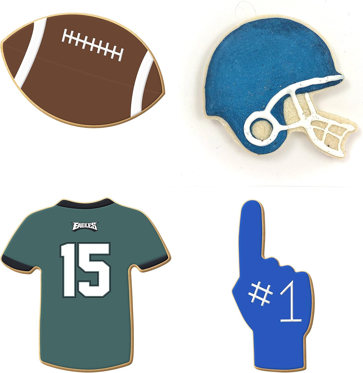 Juego de 4 cortadores de galletas de fútbol, cortadores de galletas Foose – acero estañado de Estados Unidos