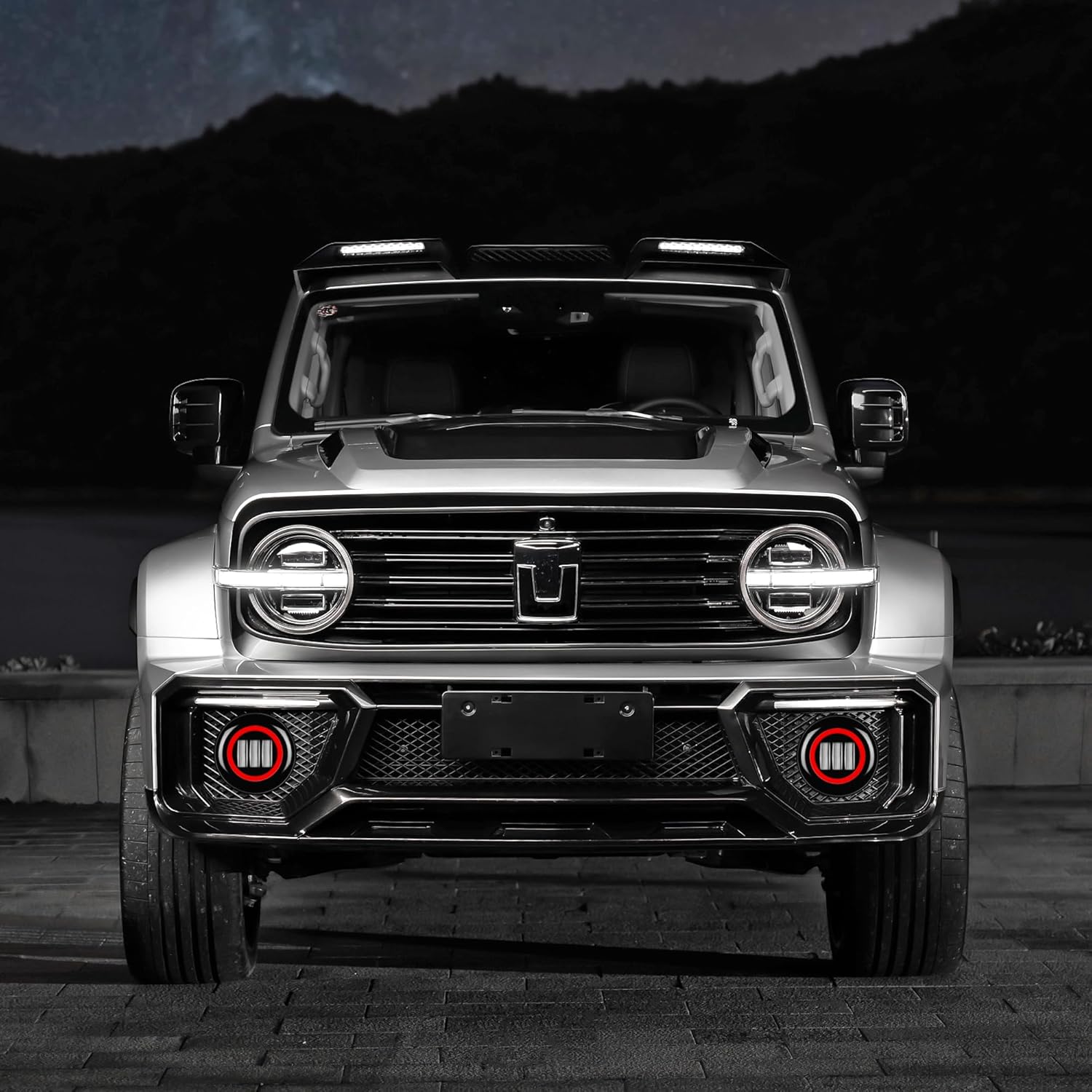 Luz LED de trabajo de 5 pulgadas, 30 W, haz de inundación LED blanco para automóvil, 4×4, todoterreno, camión, ATV 12V 24V, ojos de ángel, rojo,