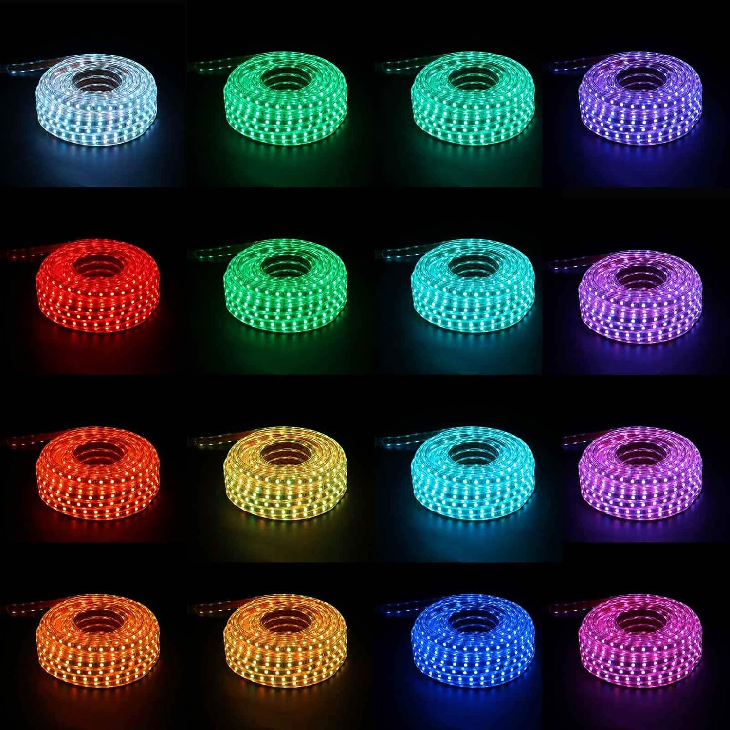 Ainfox – Tira de luces LED de 50 pies, impermeable, 16 colores cambiantes, tiras de luz RGB con control remoto para uso en exteriores e interiores,