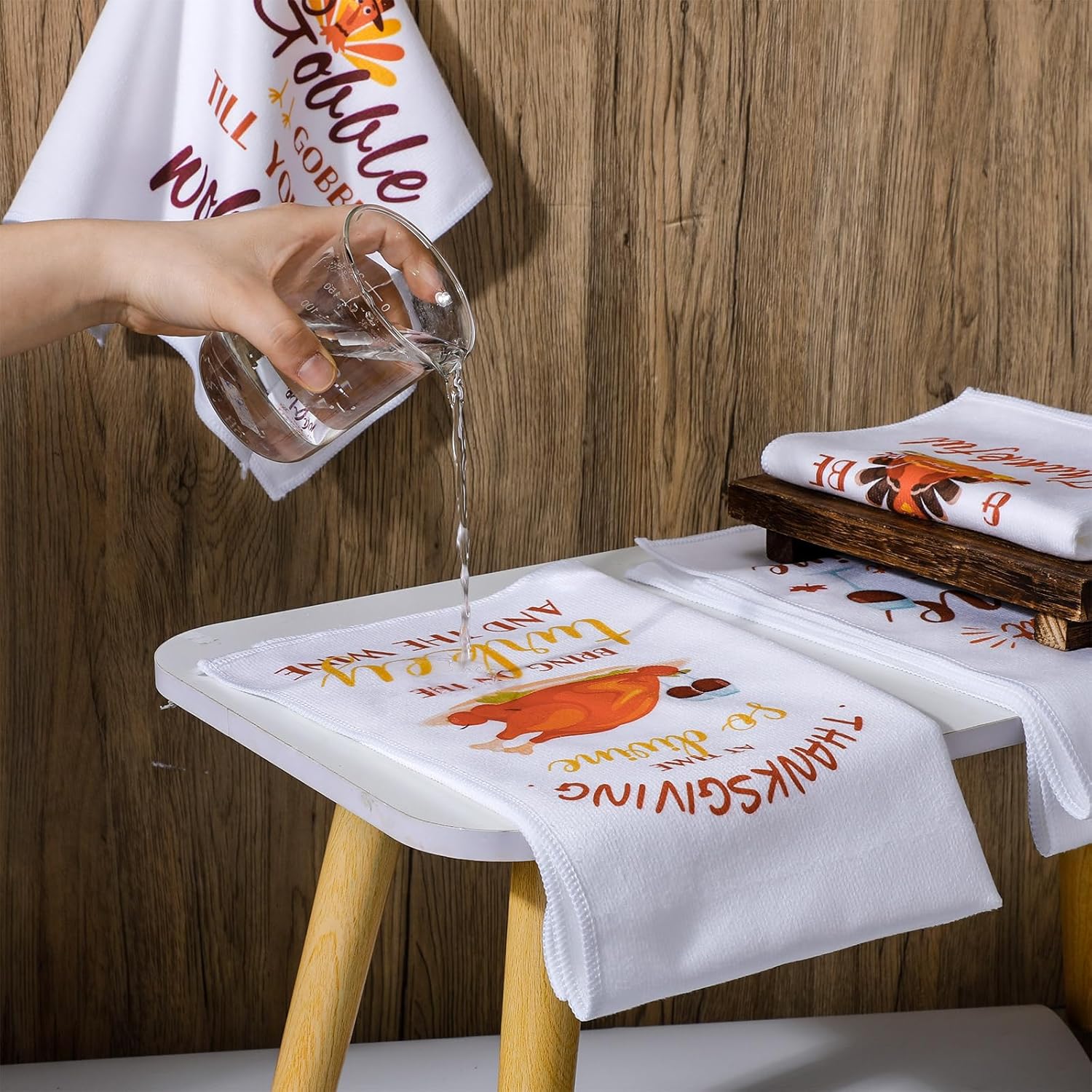 4 toallas de mano decorativas de Acción de Gracias Gobble Til You Wobble Pavo toalla de cocina de otoño altamente absorbentes para baño, cocina,