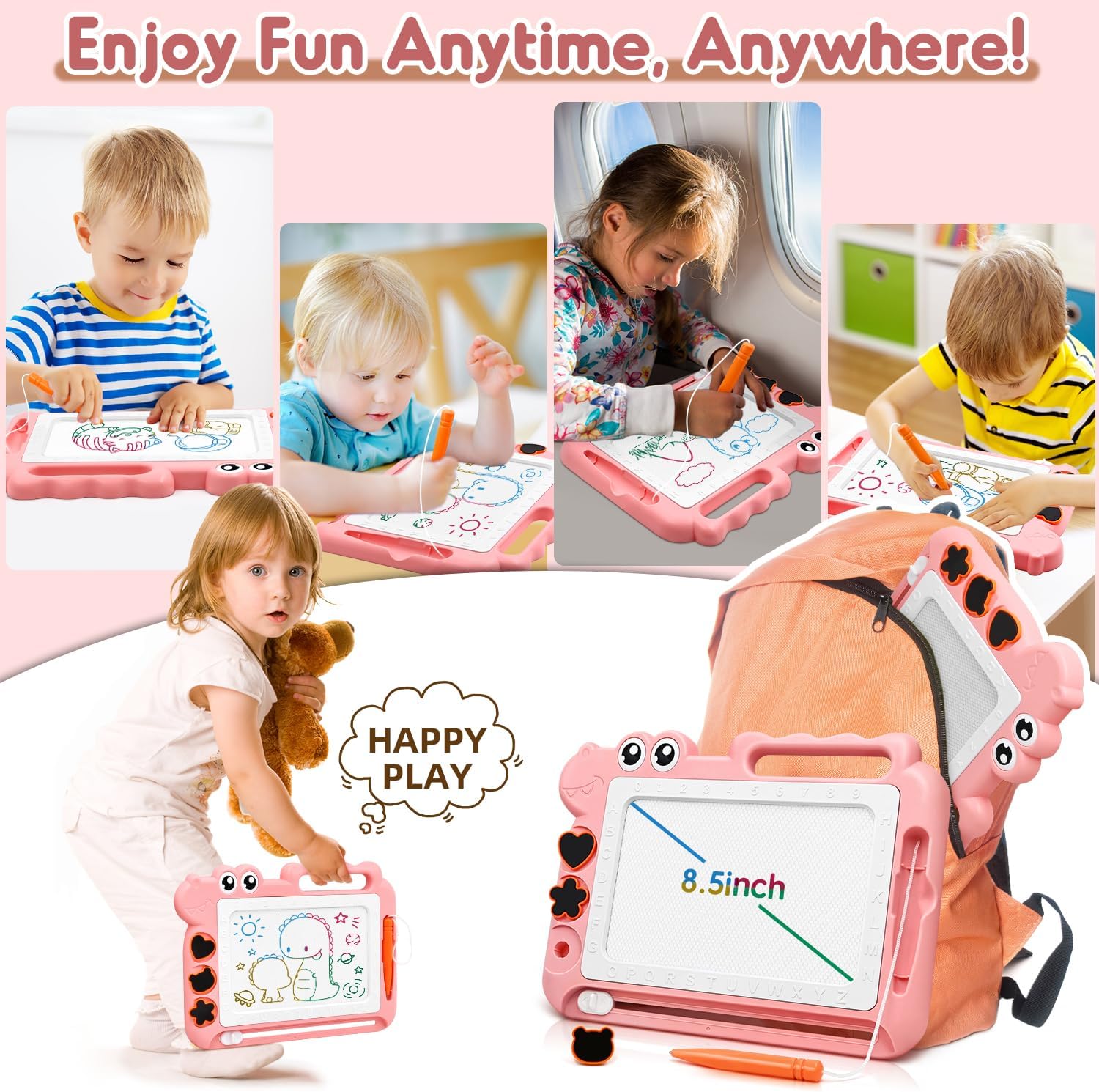 AiTuiTui Tablero magnético de dibujo para niños pequeños, regalo para niñas de 2 a 3 años, bloc de dibujo para escribir y dibujar, juegos de viaje,