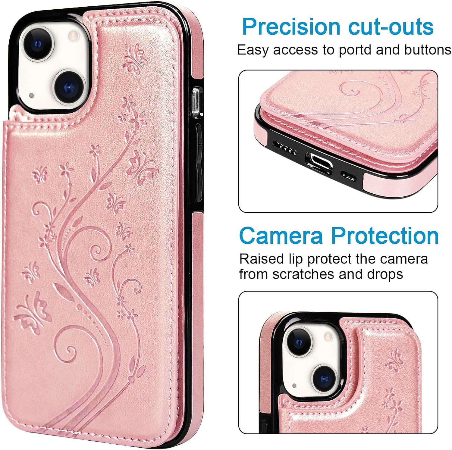 Mavis’s Diary Funda con tapa compatible con iPhone 15, funda tipo cartera de piel sintética, funda para teléfono, funda de silicona suave con diseño