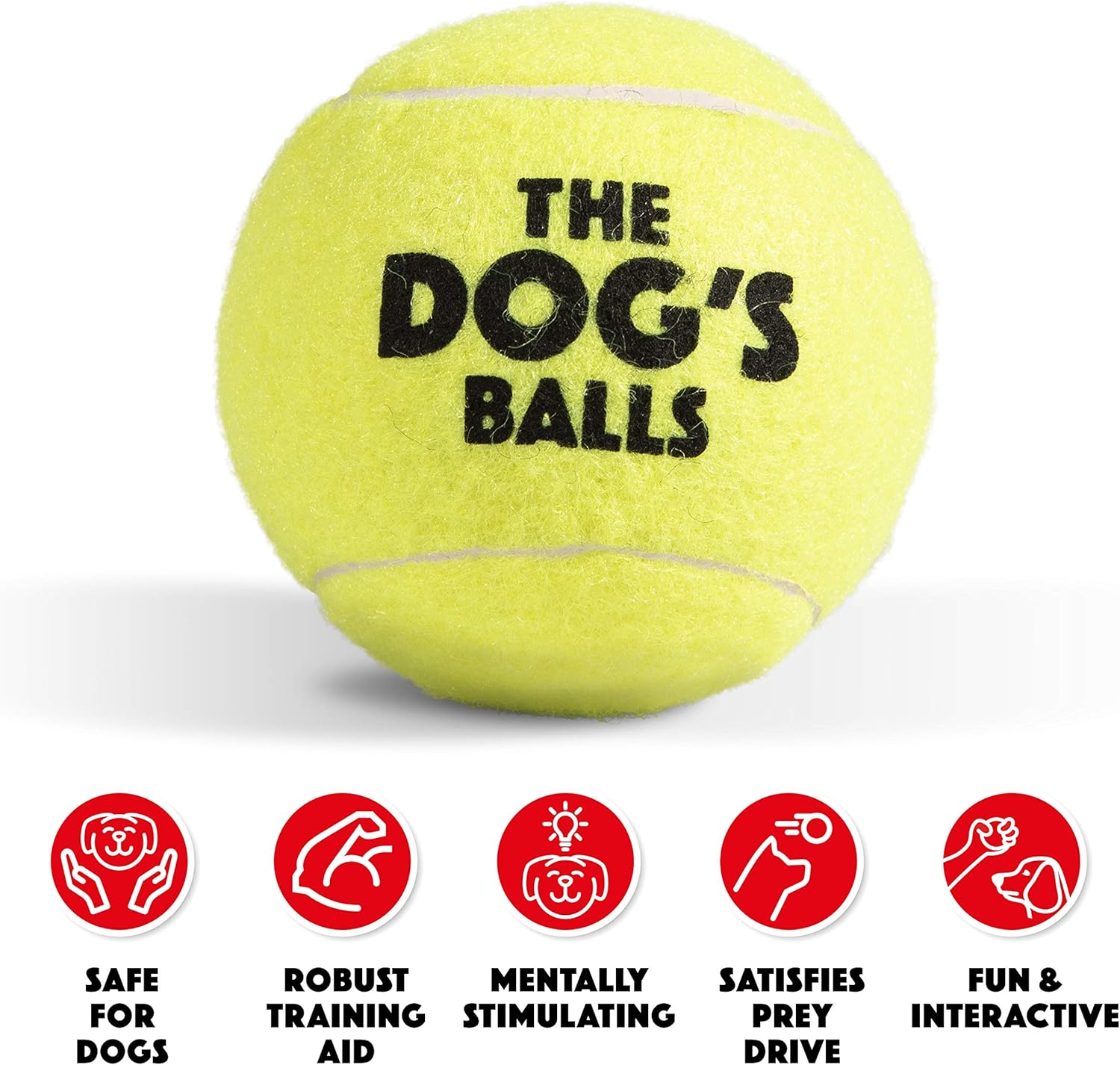 The Big Dog’s Balls, pelotas de tenis para perros, paquete de 3 unidades, color amarillo, juguete para perros de 3 pulgadas de diámetro, pelota