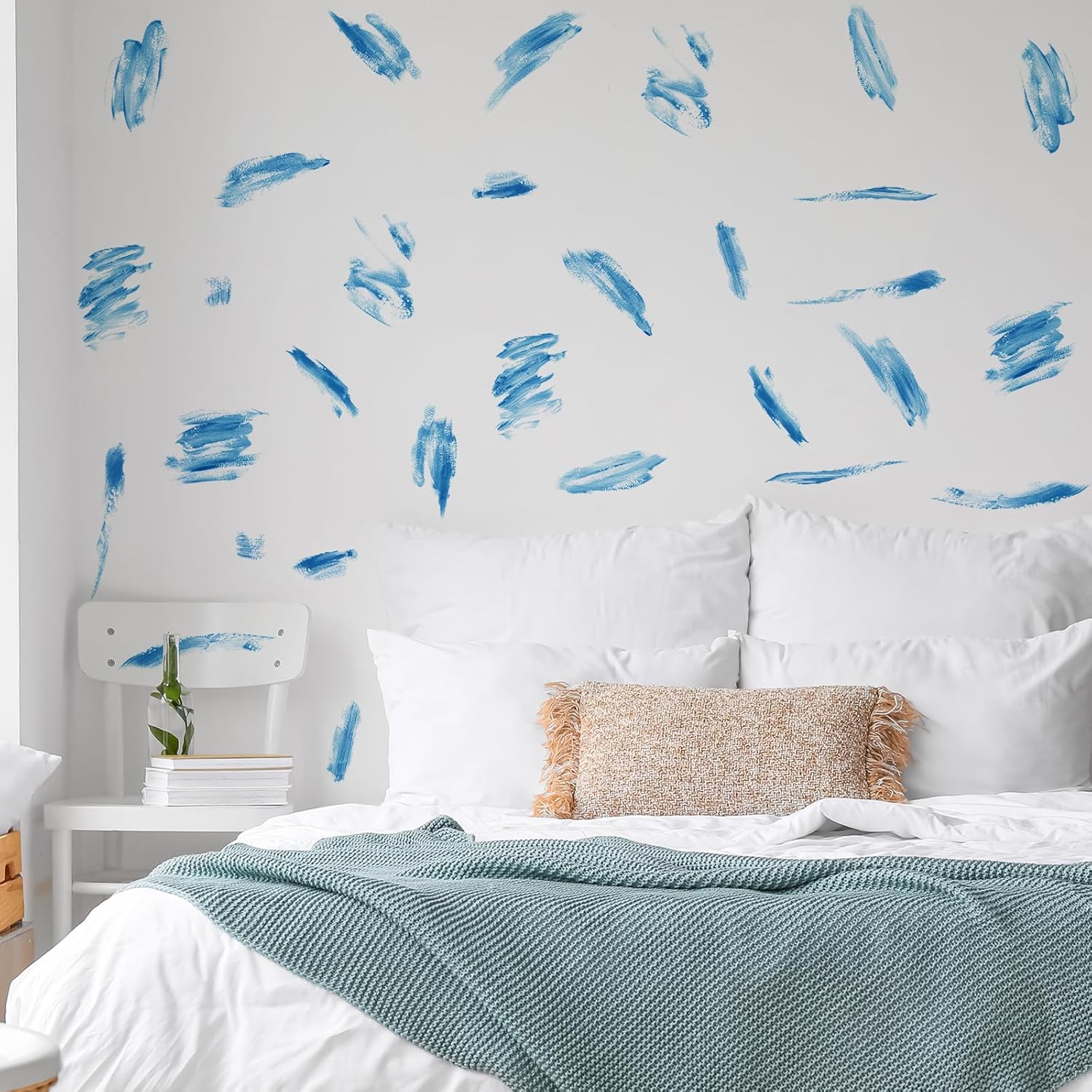 RoyoLam Calcomanía de pared de pincelada de pintura al óleo para niños, calcomanía de pared creativa de pincelada  extraíble, impermeable y fácil de