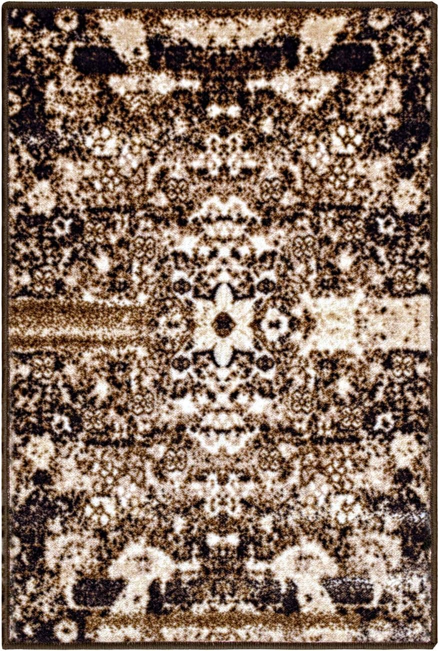 Superior Oswell Medallion – Alfombra lavable para interiores, color chocolate, 2 x 3 pies