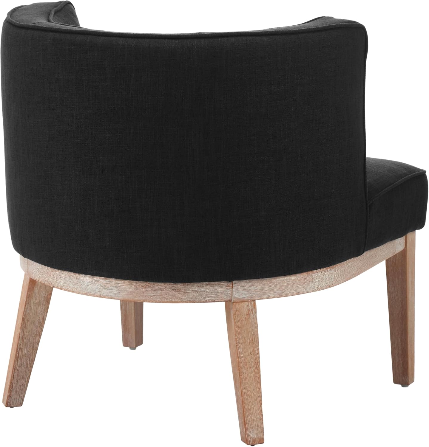 Silla Accent Barrel, silla decorativa de lino, tapizada, moderna, individual, para sofá, con patas de madera, cómoda silla de club para dormitorio,